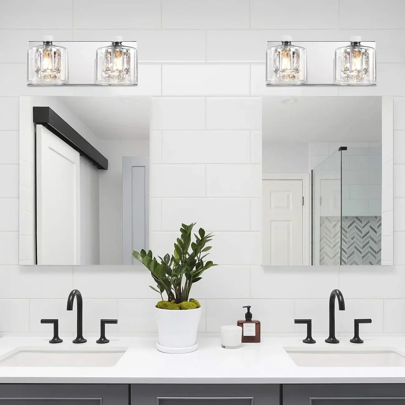 Kolt Chrome Modern 2-Light Bathroom Vanity Light - Image 4