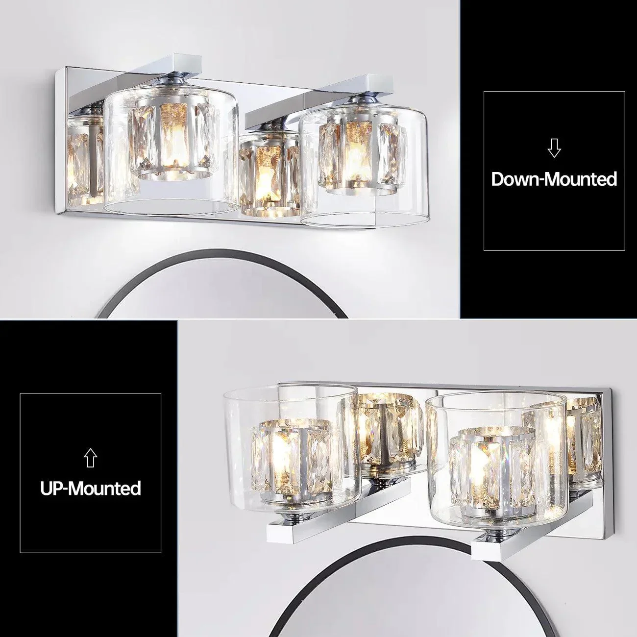 Kolt Chrome Modern 2-Light Bathroom Vanity Light - Image 6