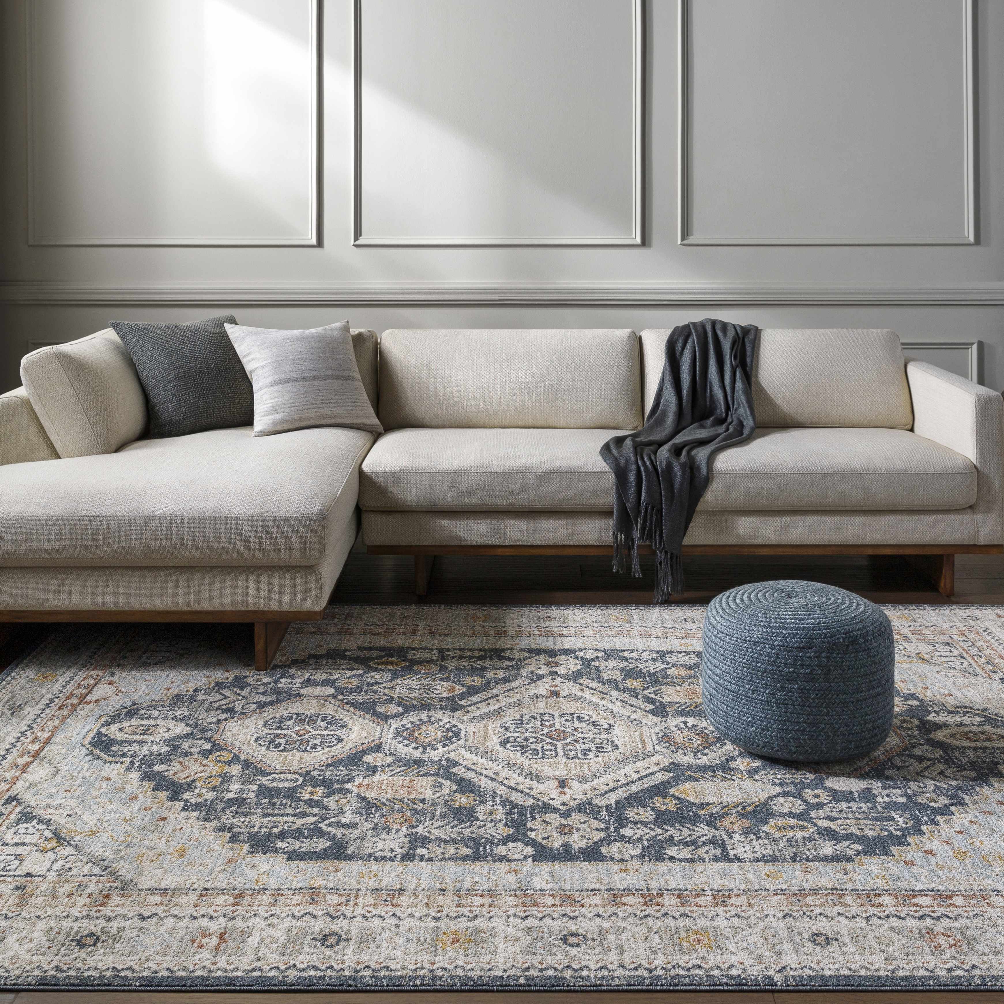 Kouta Beige & Navy Area Rug - Image 2