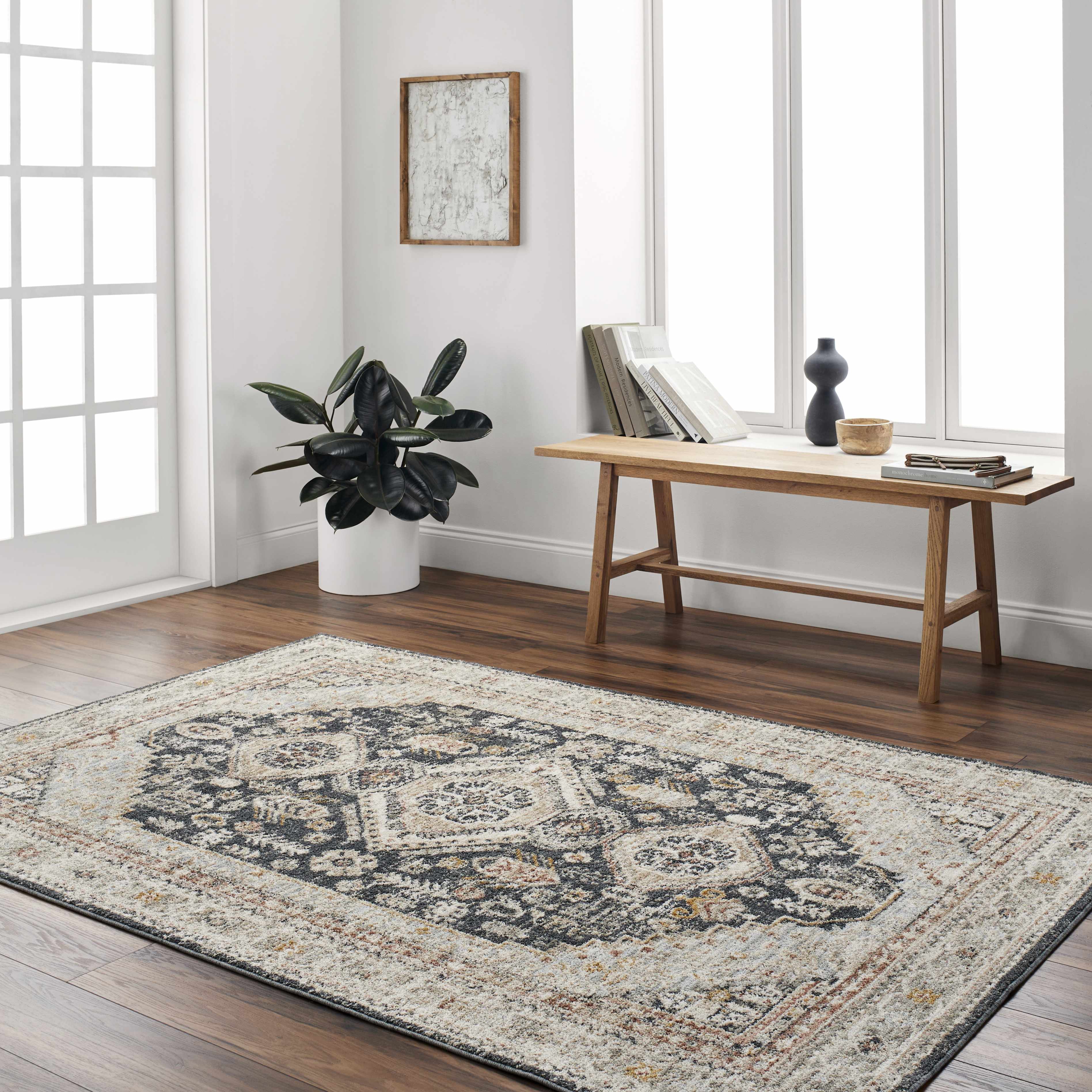 Kouta Beige & Navy Area Rug - Image 3