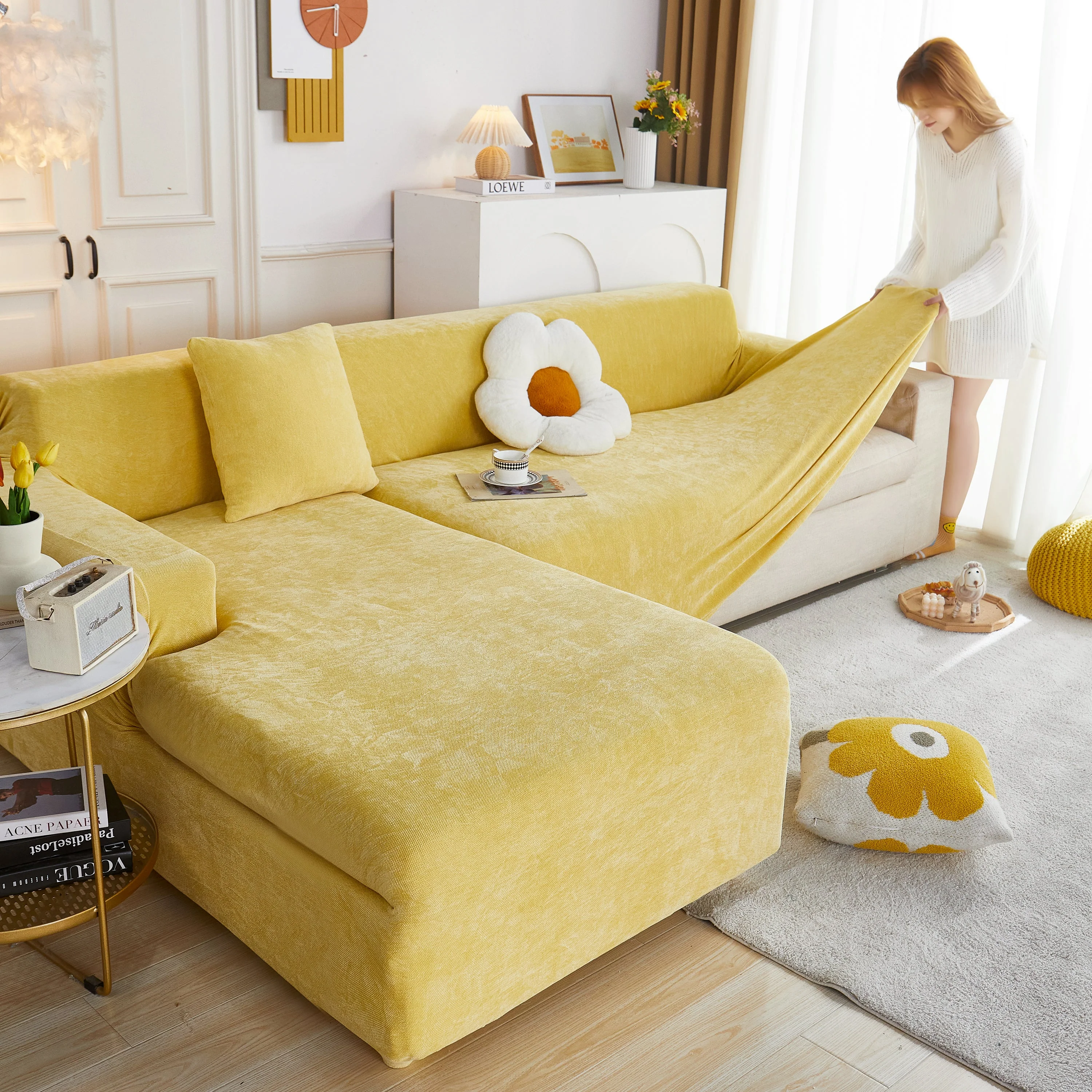 L Shape Couch Cover Stretch Soft Sectional Sofa Cover Furniture Protector Slipcover for Couch with 1pcs Free Pillowcases - Image 11