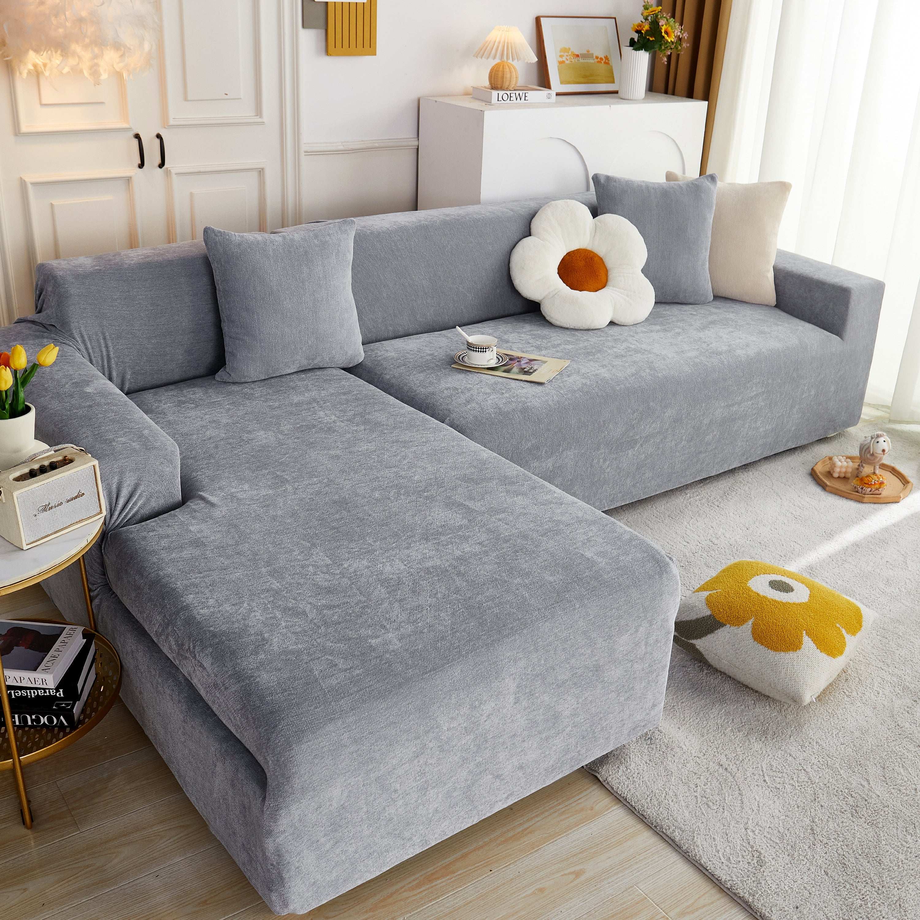 L Shape Couch Cover Stretch Soft Sectional Sofa Cover Furniture Protector Slipcover for Couch with 1pcs Free Pillowcases - Image 12