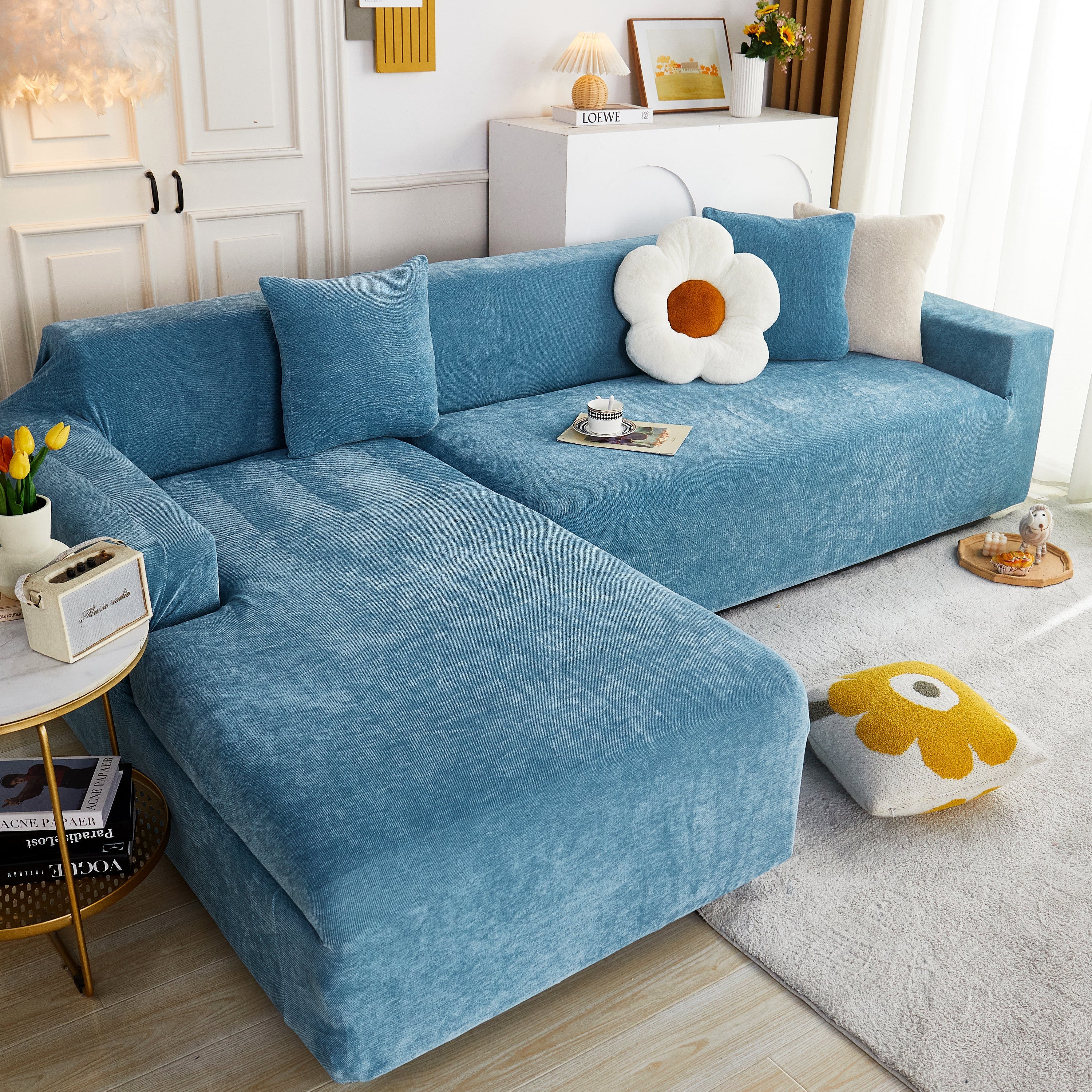 L Shape Couch Cover Stretch Soft Sectional Sofa Cover Furniture Protector Slipcover for Couch with 1pcs Free Pillowcases - Image 13