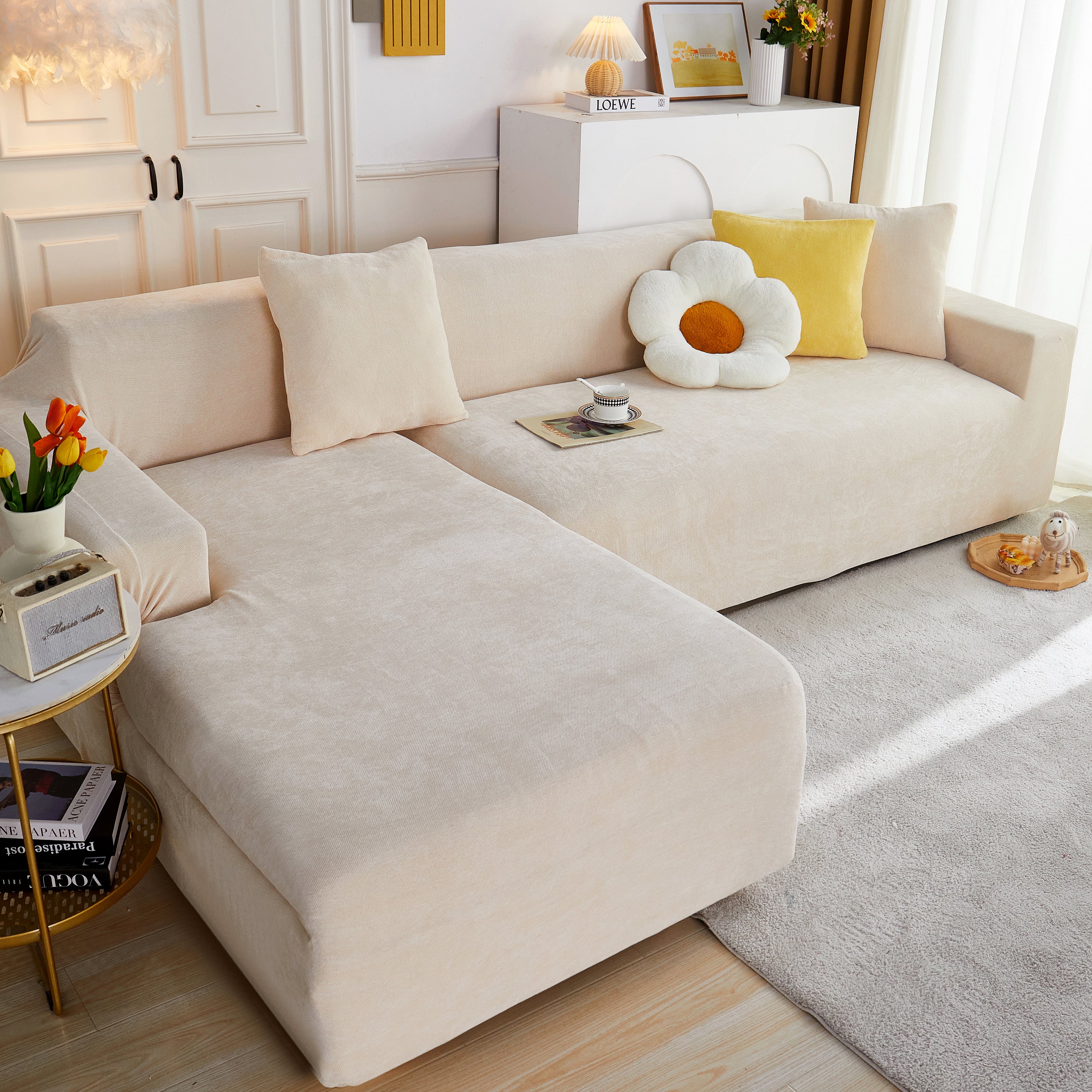 L Shape Couch Cover Stretch Soft Sectional Sofa Cover Furniture Protector Slipcover for Couch with 1pcs Free Pillowcases - Image 14