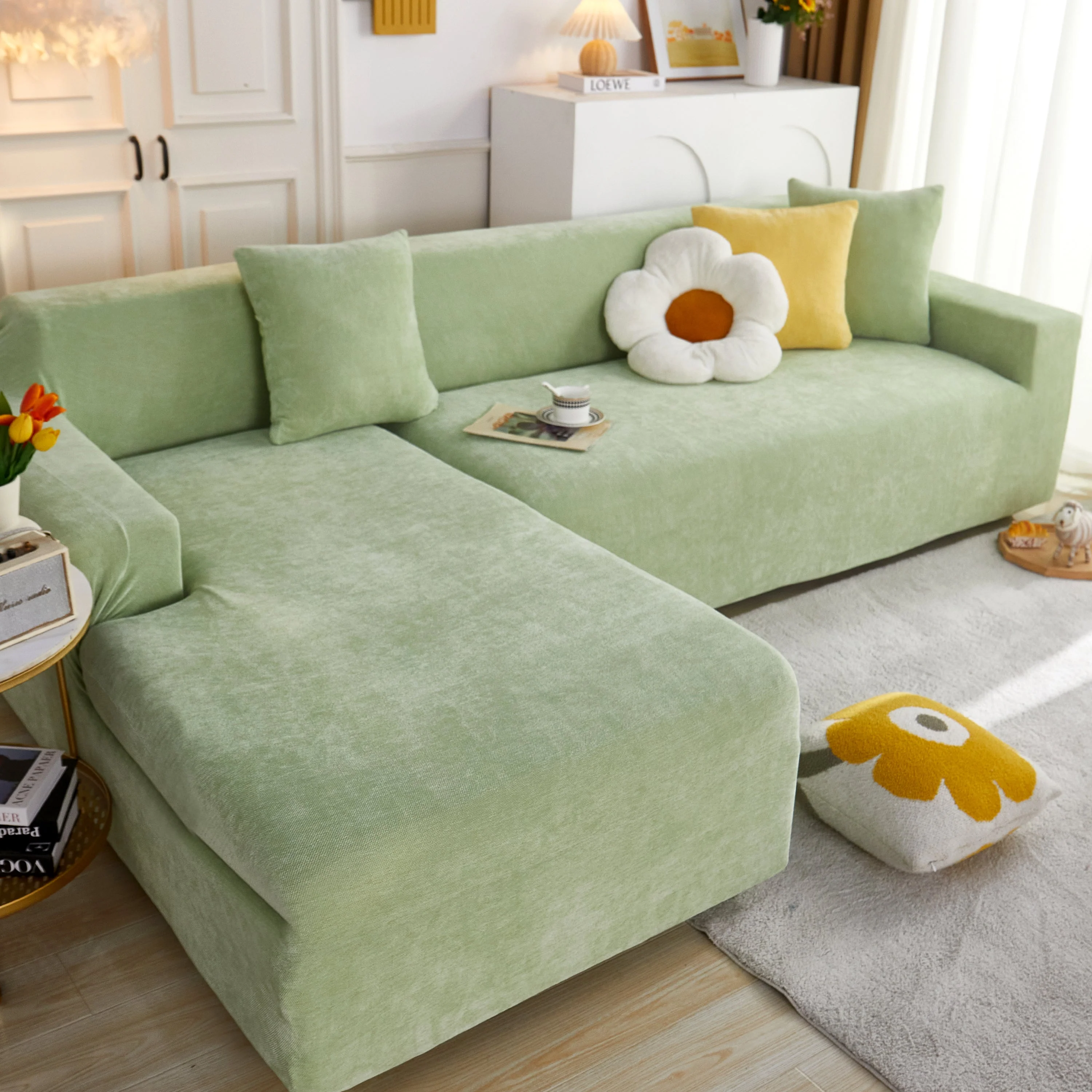 L Shape Couch Cover Stretch Soft Sectional Sofa Cover Furniture Protector Slipcover for Couch with 1pcs Free Pillowcases - Image 15