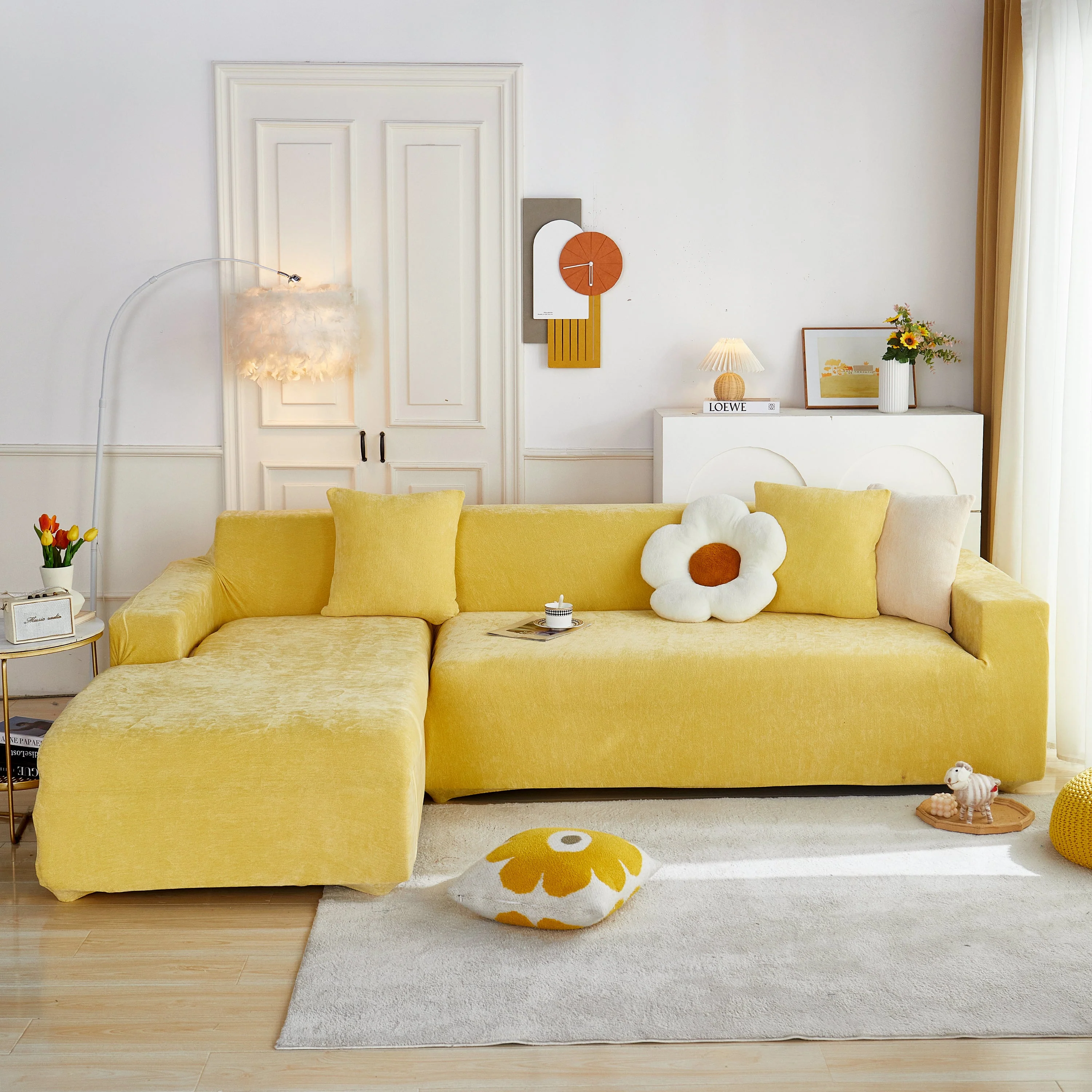 L Shape Couch Cover Stretch Soft Sectional Sofa Cover Furniture Protector Slipcover for Couch with 1pcs Free Pillowcases - Image 9