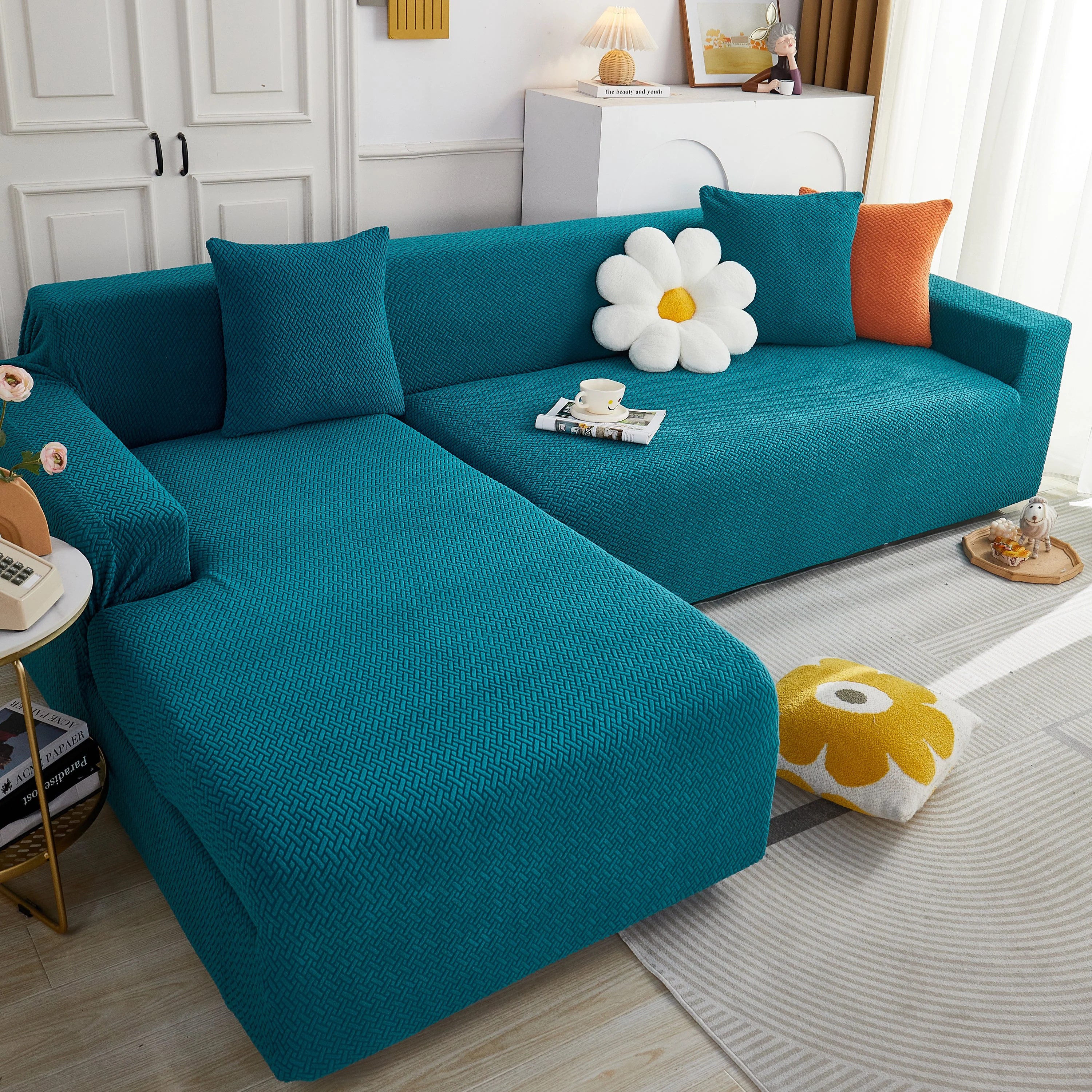 L Shape Couch Covers Stretch Slipcovers Furniture Protector with 1pcs Free Pillowcases - Image 10