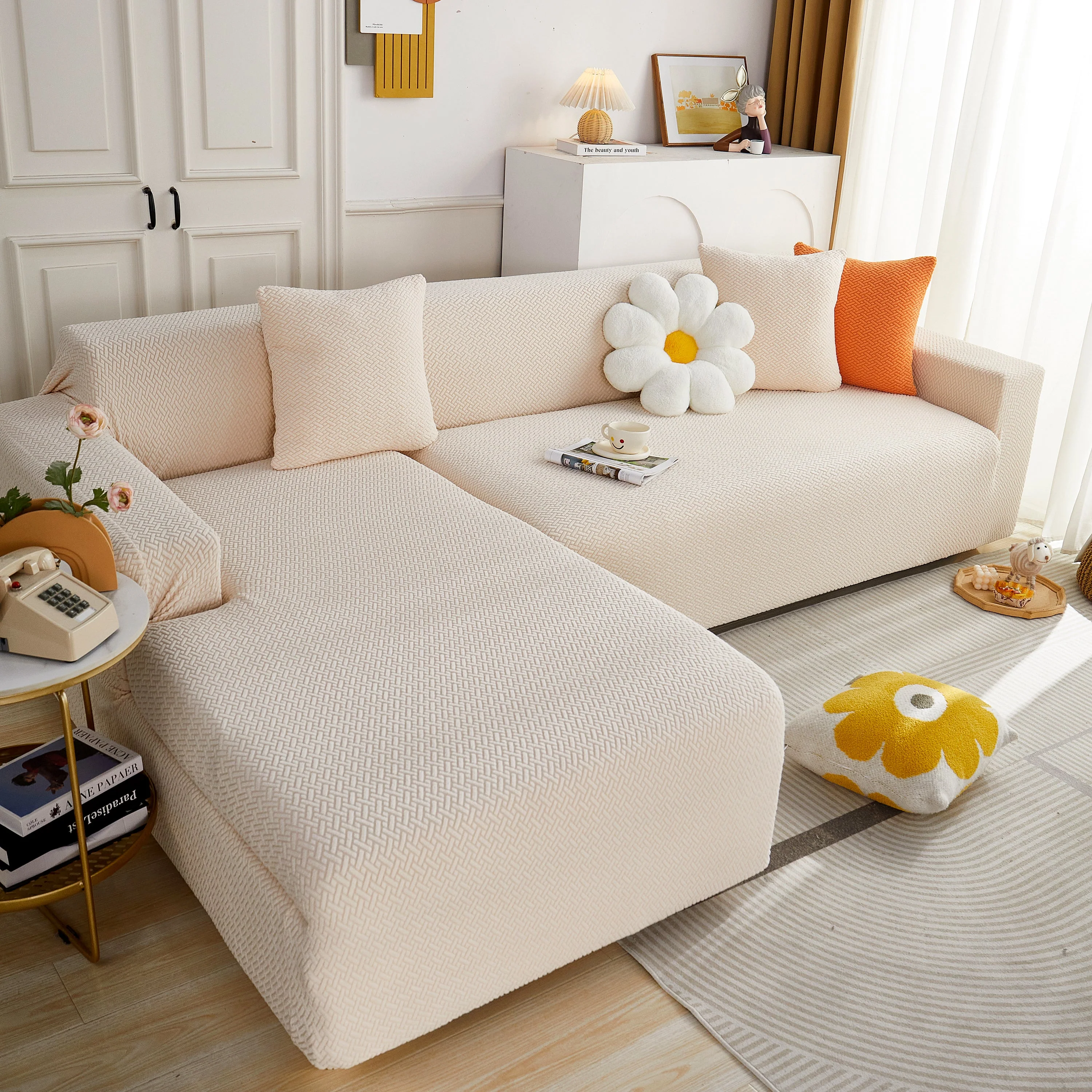 L Shape Couch Covers Stretch Slipcovers Furniture Protector with 1pcs Free Pillowcases - Image 14