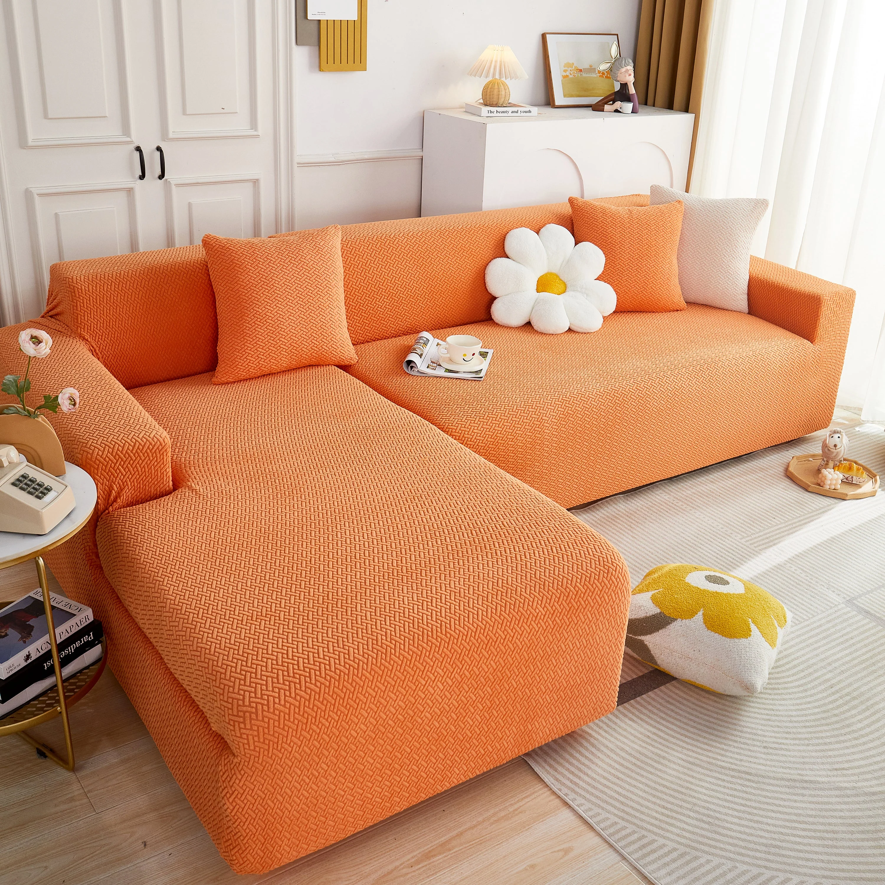 L Shape Couch Covers Stretch Slipcovers Furniture Protector with 1pcs Free Pillowcases - Image 15