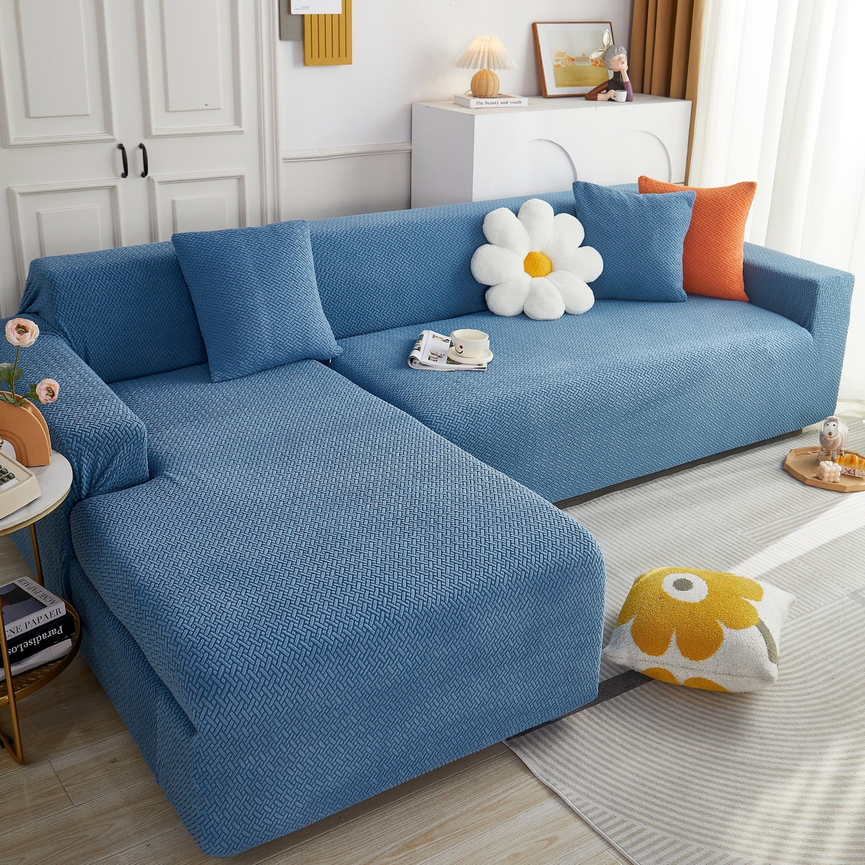 L Shape Couch Covers Stretch Slipcovers Furniture Protector with 1pcs Free Pillowcases - Image 16