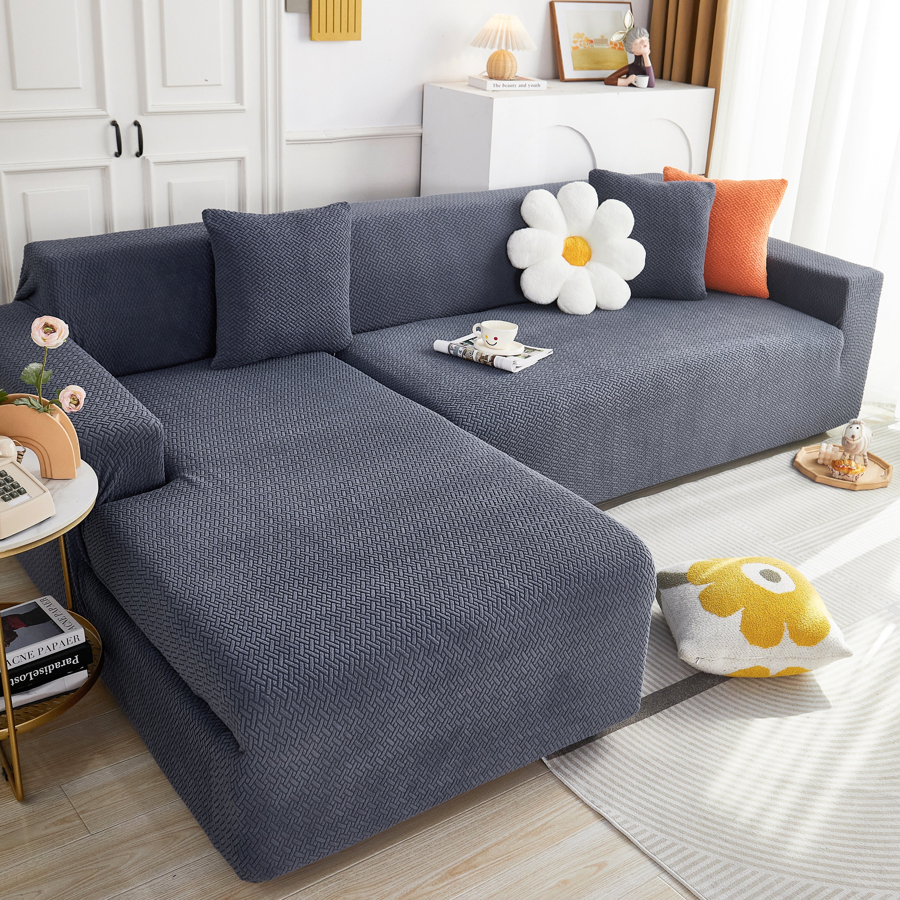 L Shape Couch Covers Stretch Slipcovers Furniture Protector with 1pcs Free Pillowcases - Image 17