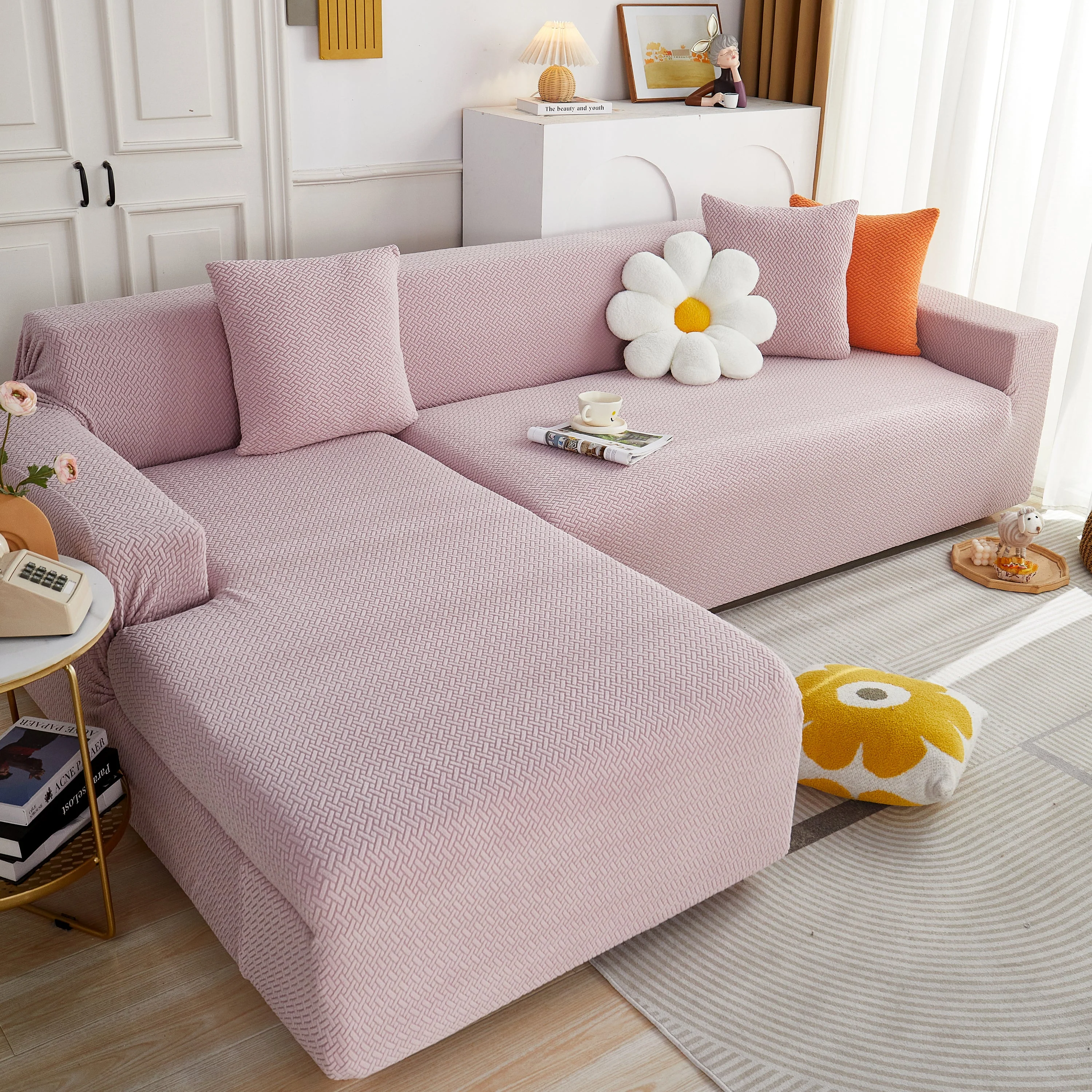 L Shape Couch Covers Stretch Slipcovers Furniture Protector with 1pcs Free Pillowcases - Image 18