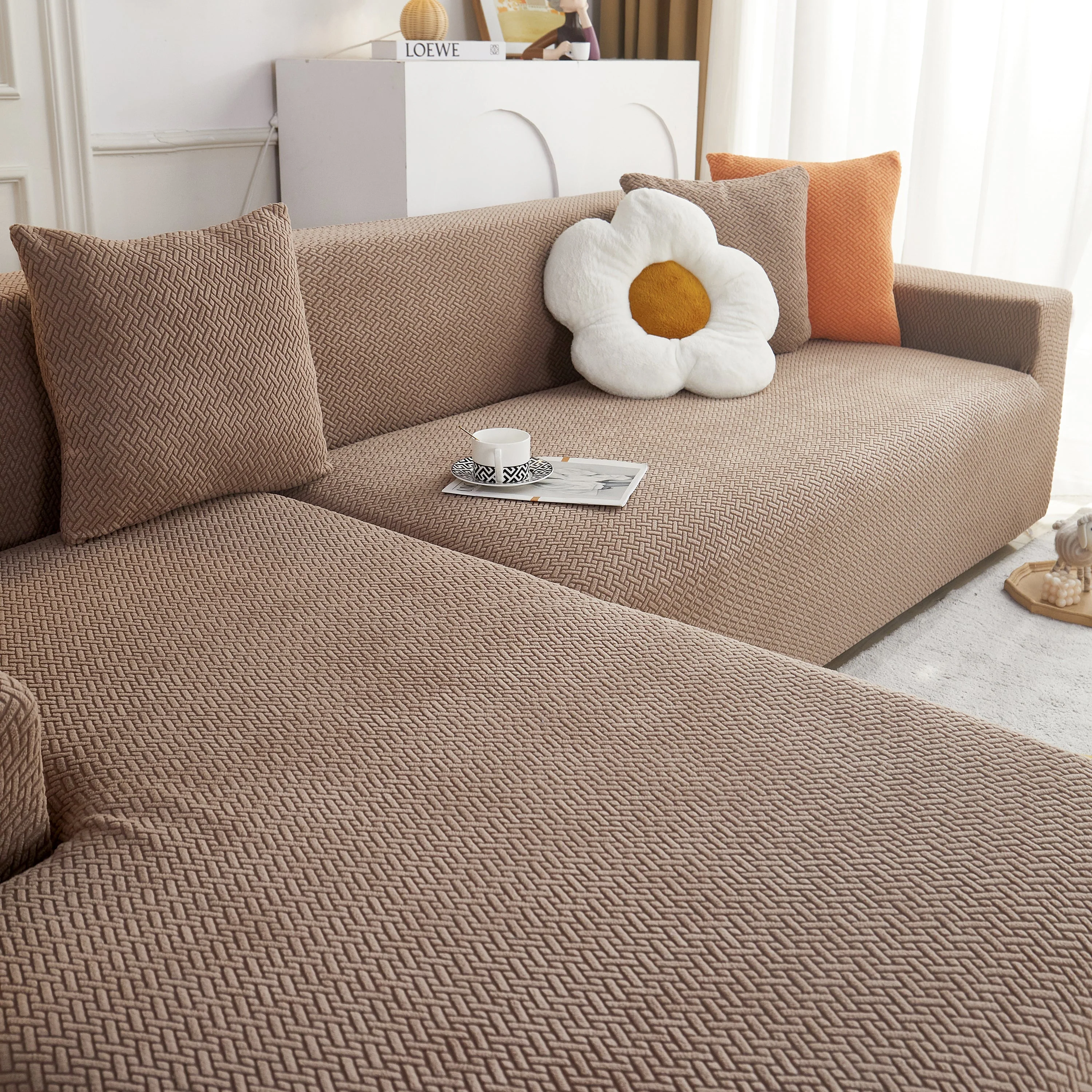 L Shape Couch Covers Stretch Slipcovers Furniture Protector with 1pcs Free Pillowcases - Image 5