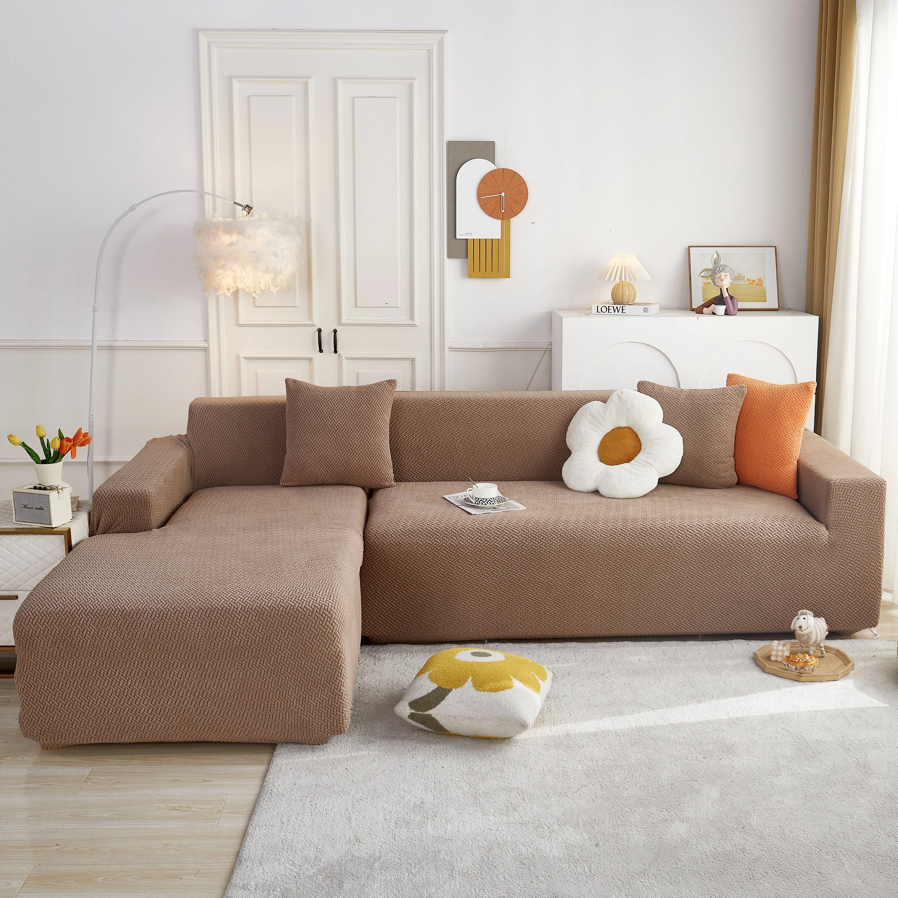 L Shape Couch Covers Stretch Slipcovers Furniture Protector with 1pcs Free Pillowcases - Image 6
