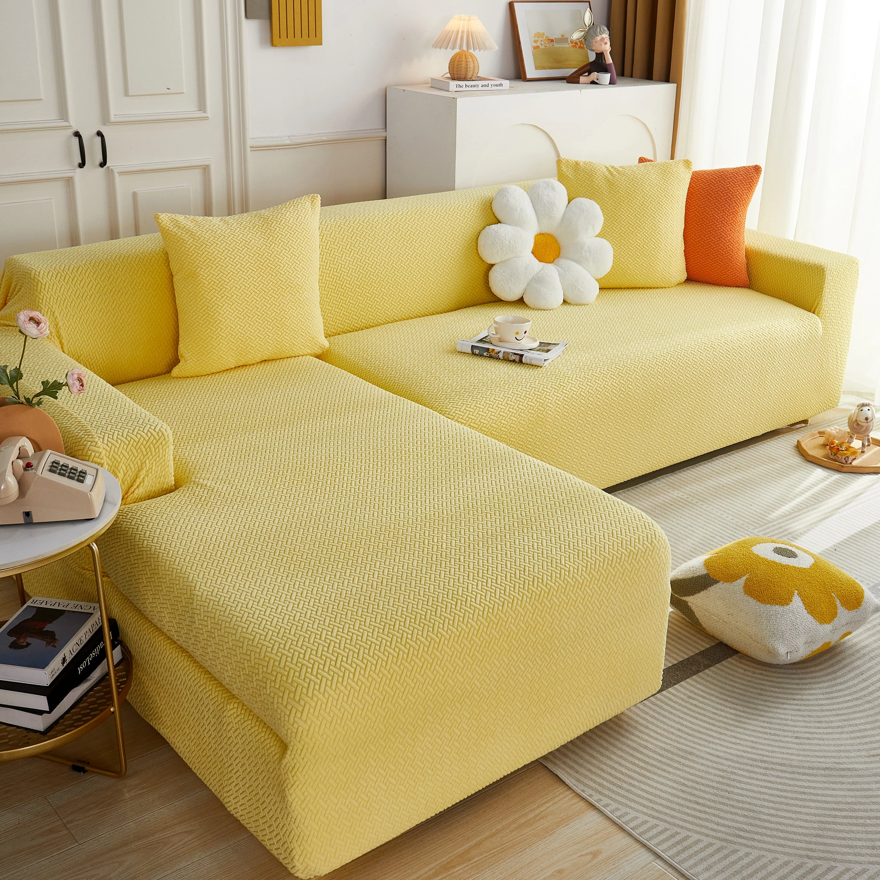 L Shape Couch Covers Stretch Slipcovers Furniture Protector with 1pcs Free Pillowcases - Image 8