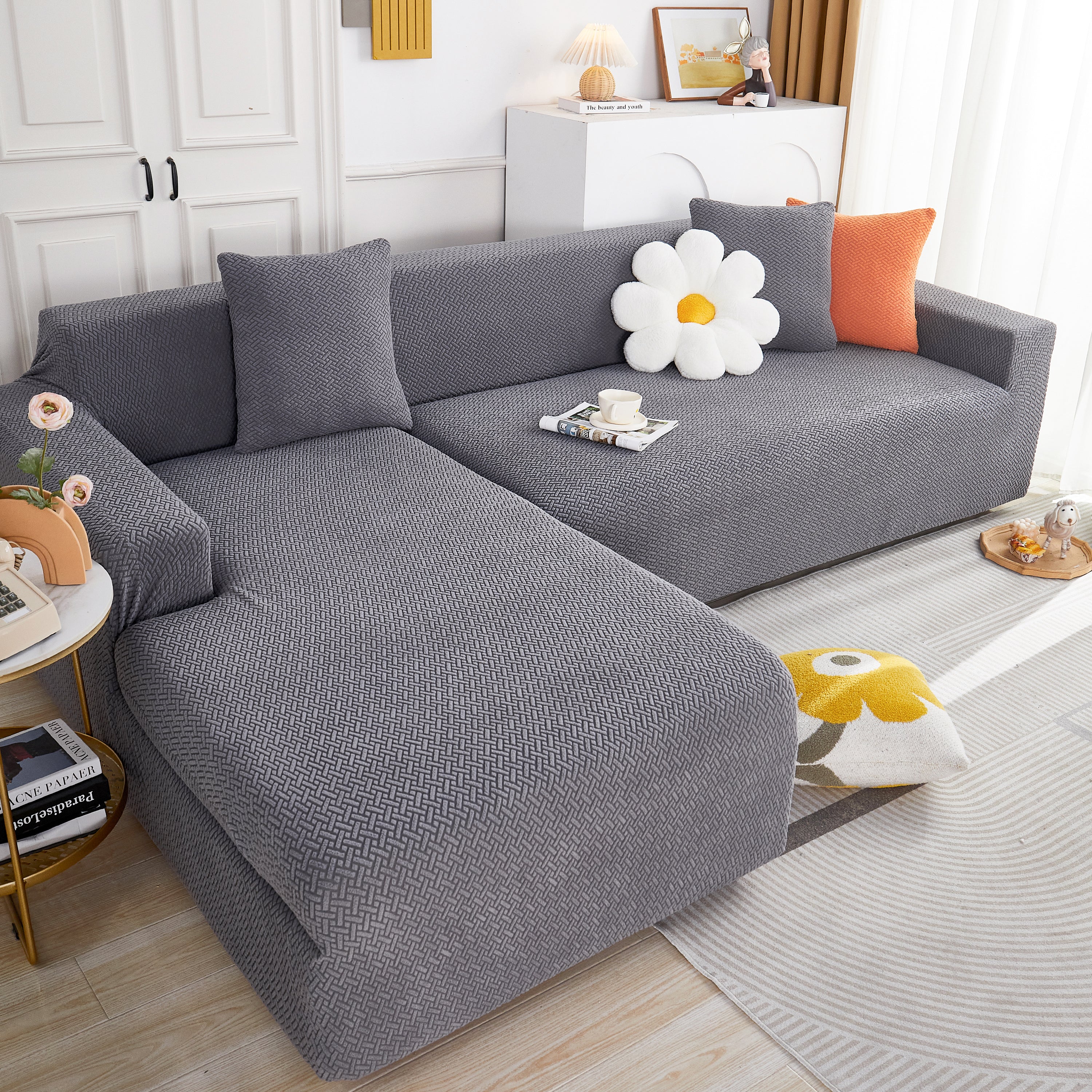 L Shape Couch Covers Stretch Slipcovers Furniture Protector with 1pcs Free Pillowcases - Image 9