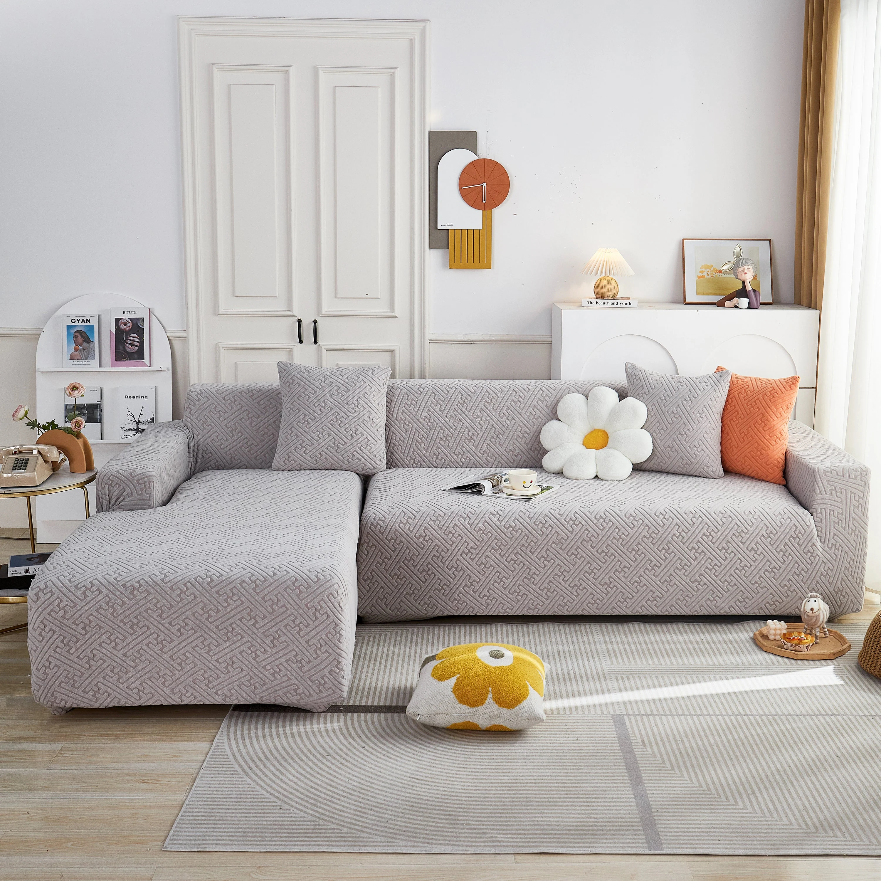 L Shape Sectional Sofa Cover Soft Stretch Furniture Protector Couch Slipcover with 1pcs Free Pillowcases - Image 11