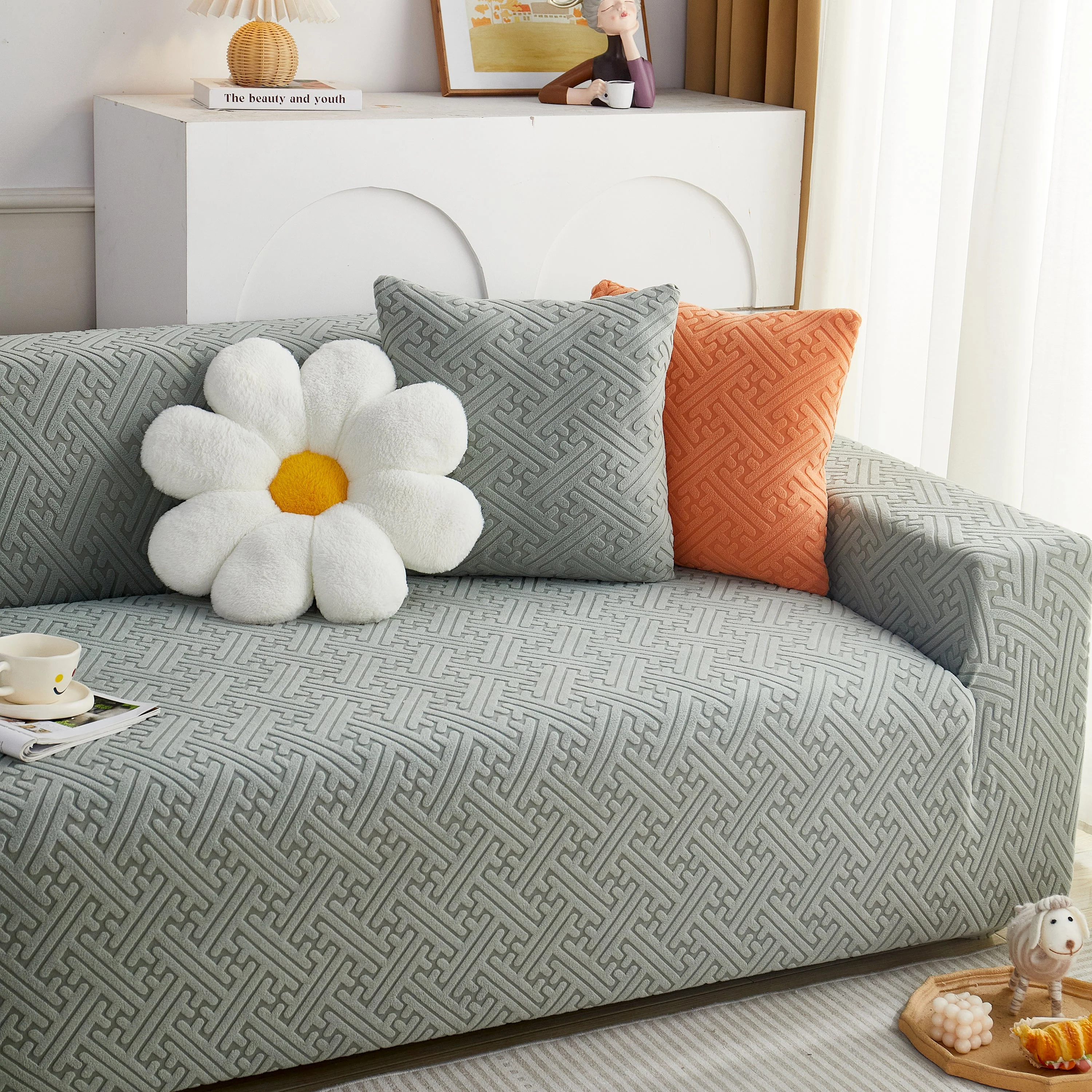 L Shape Sectional Sofa Cover Soft Stretch Furniture Protector Couch Slipcover with 1pcs Free Pillowcases - Image 18