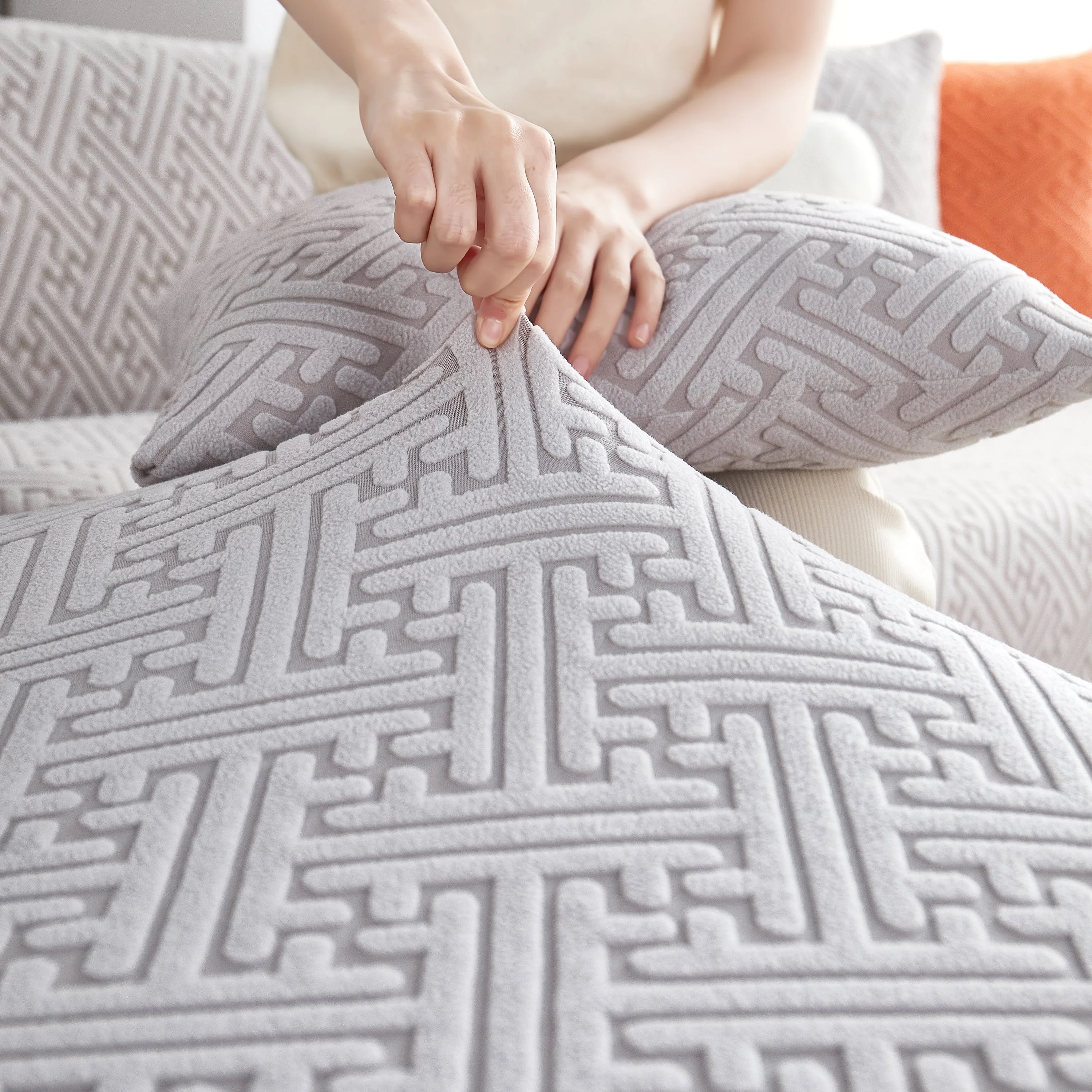 L Shape Sectional Sofa Cover Soft Stretch Furniture Protector Couch Slipcover with 1pcs Free Pillowcases - Image 2