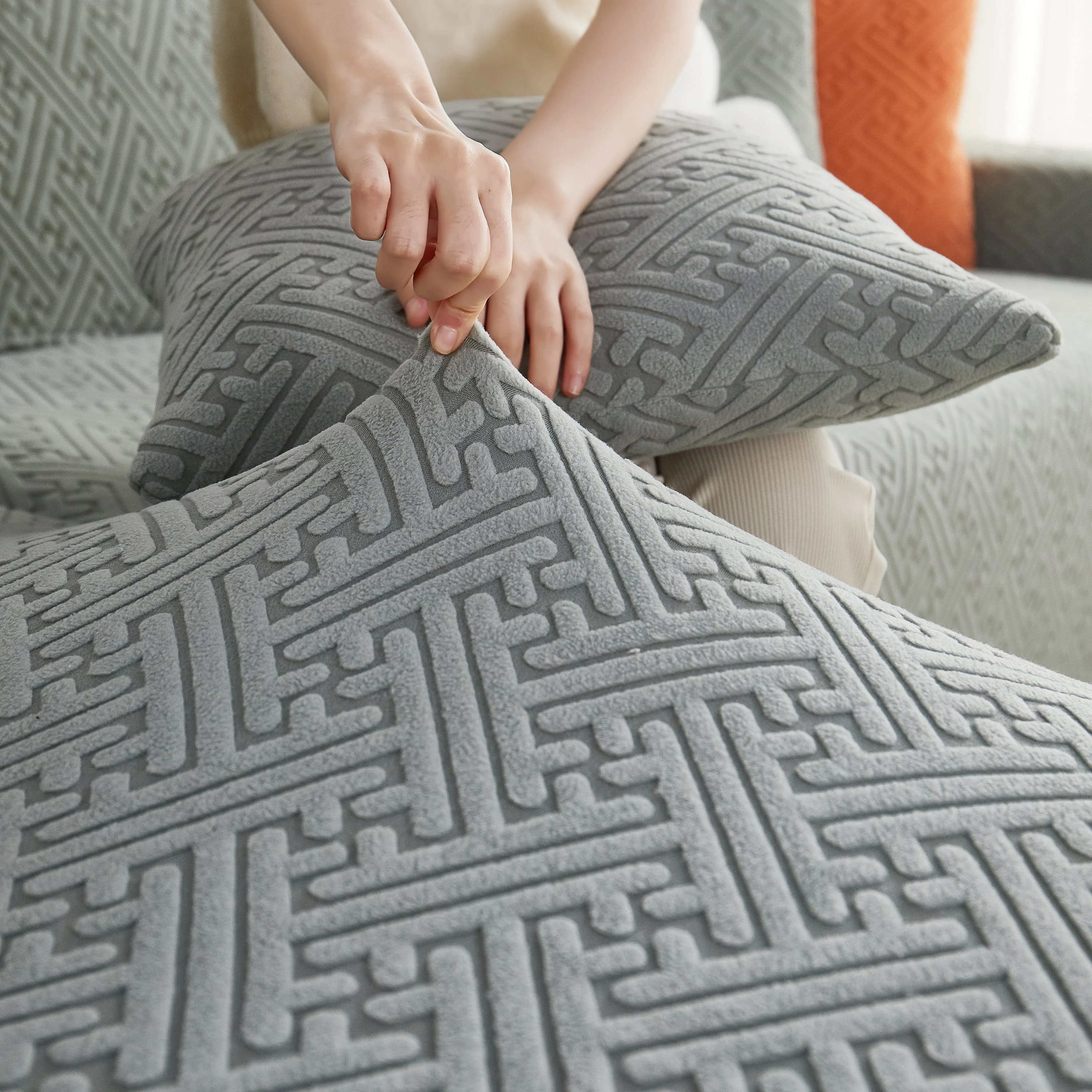 L Shape Sectional Sofa Cover Soft Stretch Furniture Protector Couch Slipcover with 1pcs Free Pillowcases - Image 22