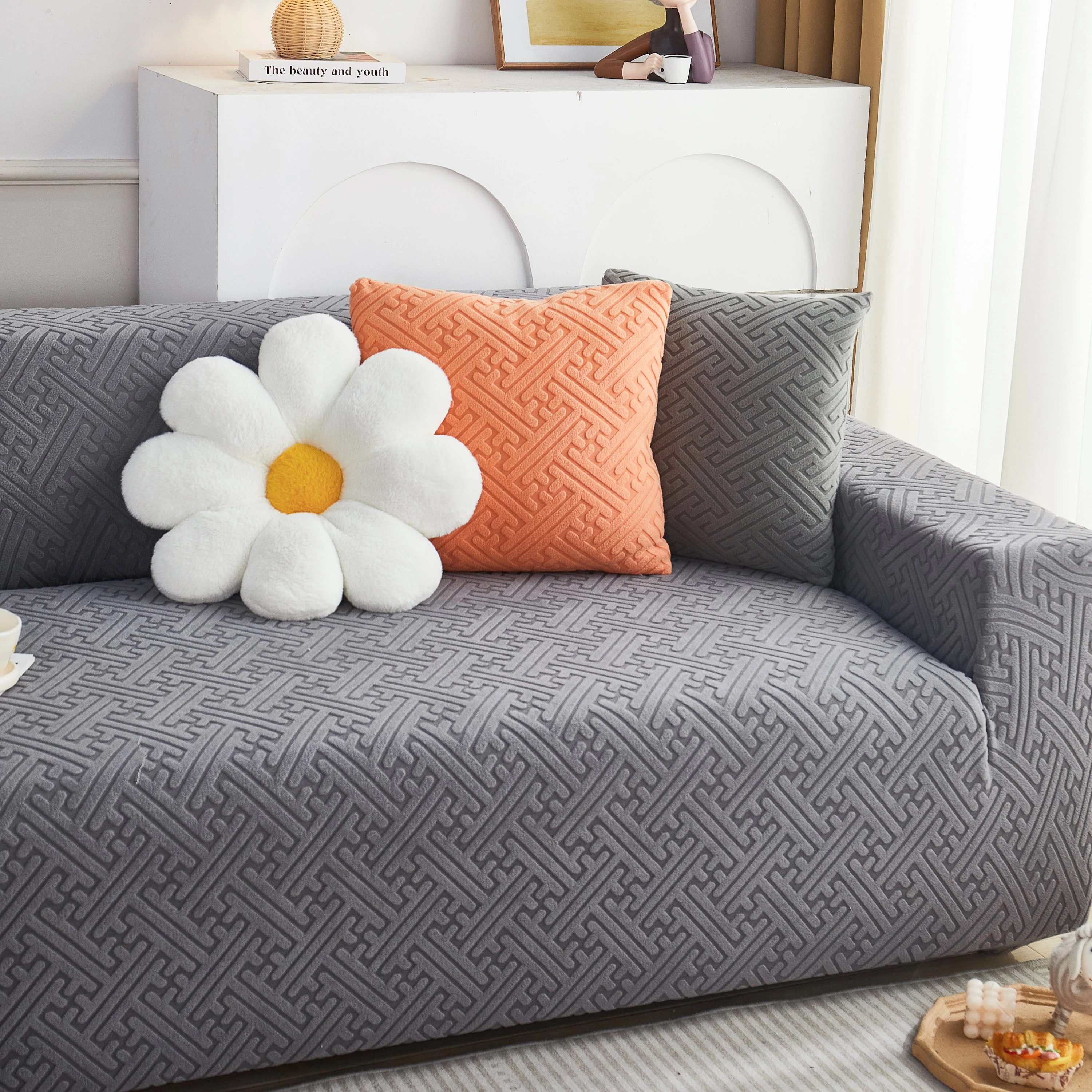 L Shape Sectional Sofa Cover Soft Stretch Furniture Protector Couch Slipcover with 1pcs Free Pillowcases - Image 29