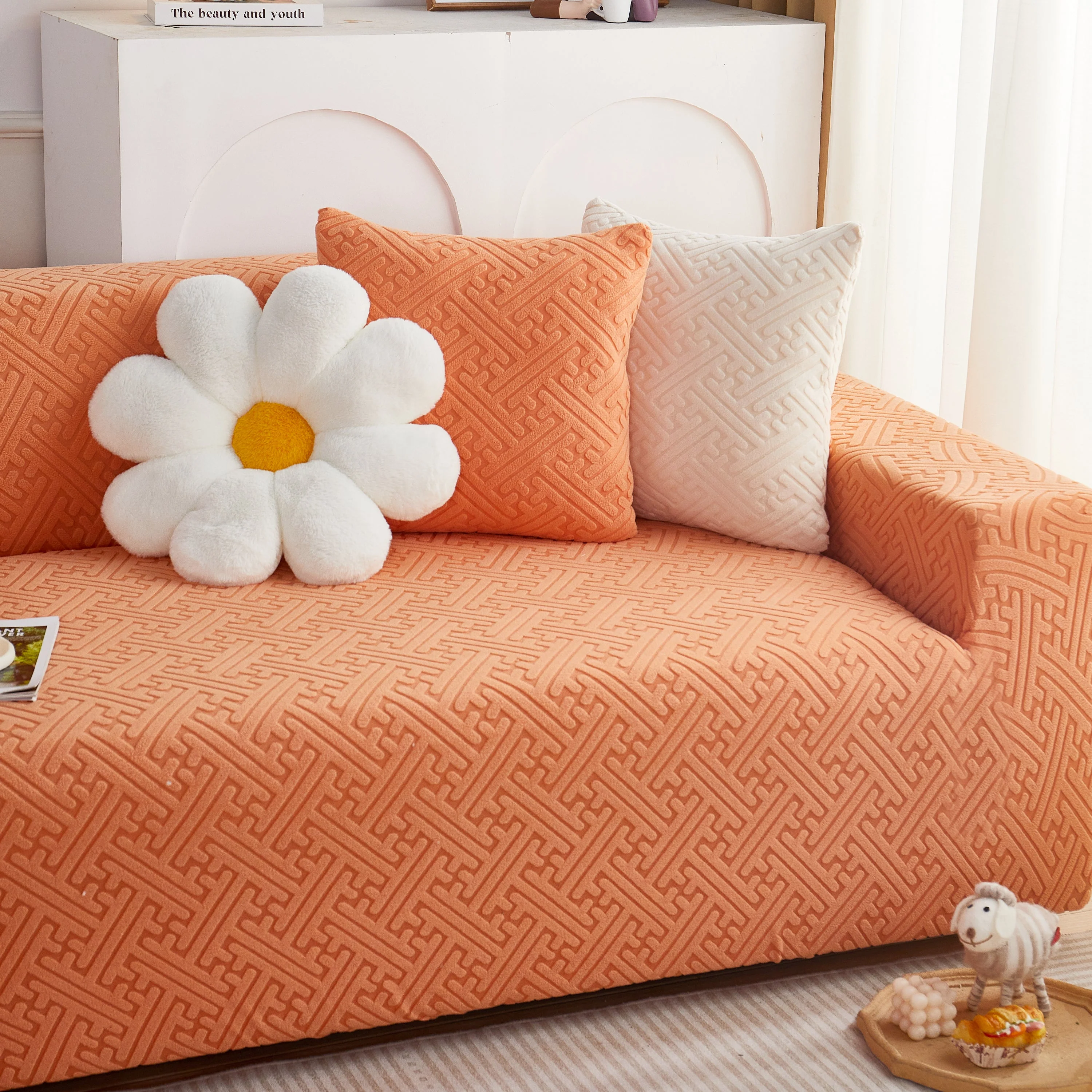 L Shape Sectional Sofa Cover Soft Stretch Furniture Protector Couch Slipcover with 1pcs Free Pillowcases - Image 40