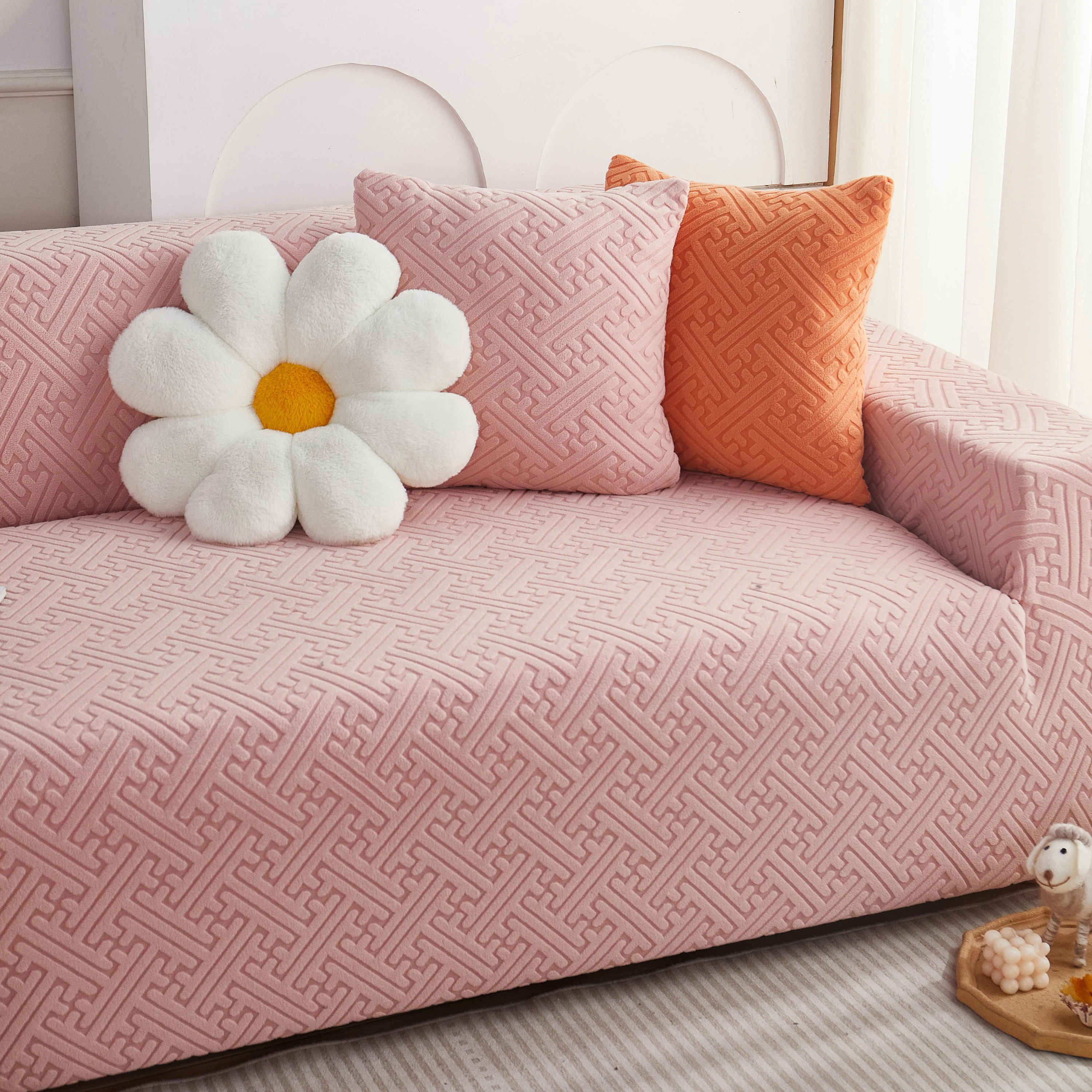 L Shape Sectional Sofa Cover Soft Stretch Furniture Protector Couch Slipcover with 1pcs Free Pillowcases - Image 51