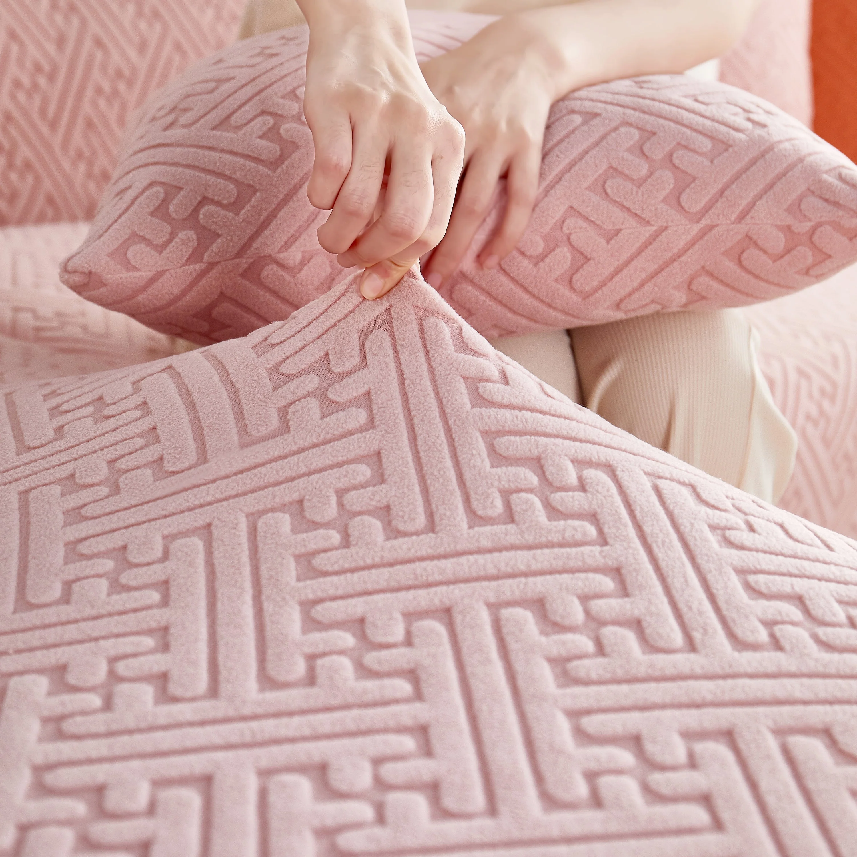 L Shape Sectional Sofa Cover Soft Stretch Furniture Protector Couch Slipcover with 1pcs Free Pillowcases - Image 55
