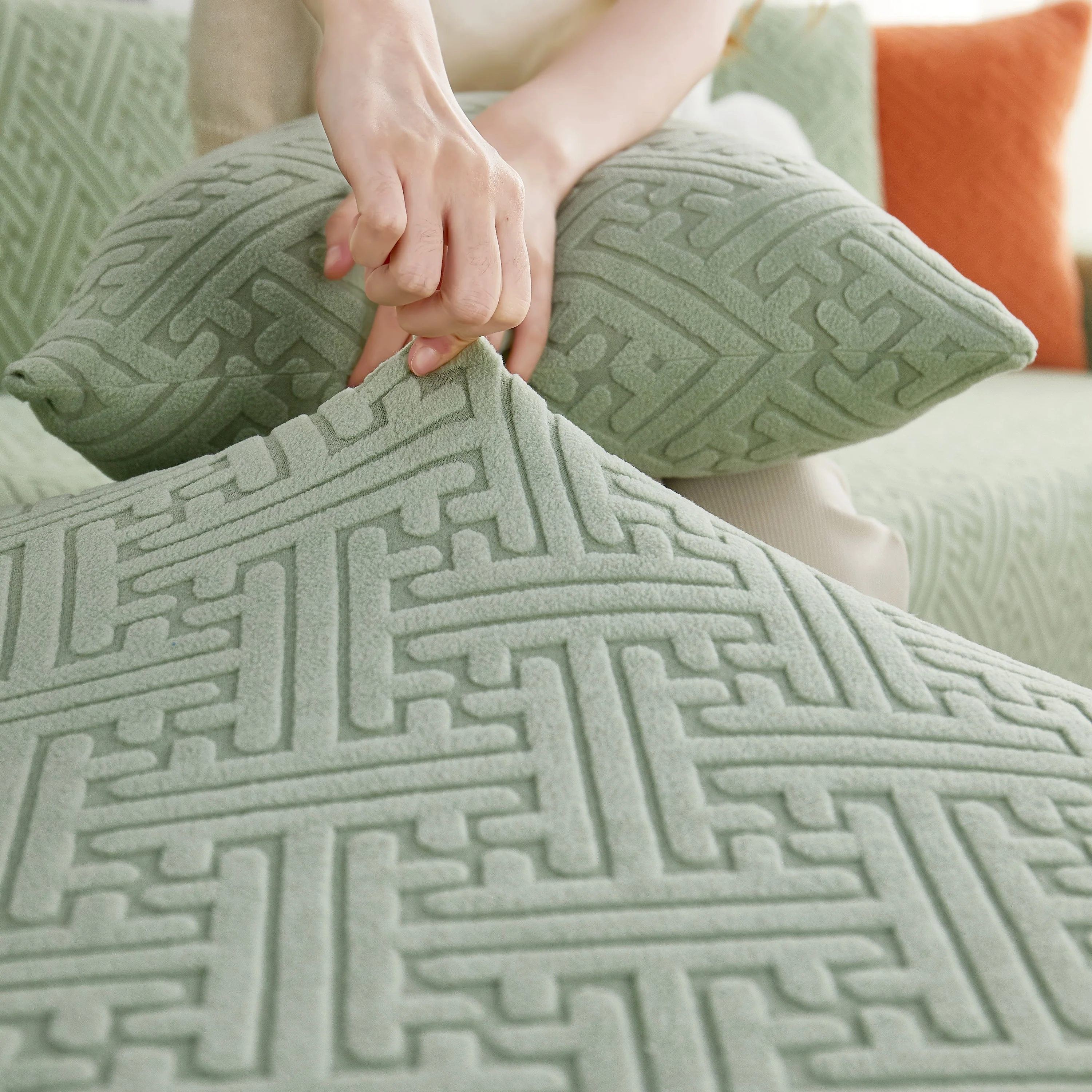 L Shape Sectional Sofa Cover Soft Stretch Furniture Protector Couch Slipcover with 1pcs Free Pillowcases - Image 66