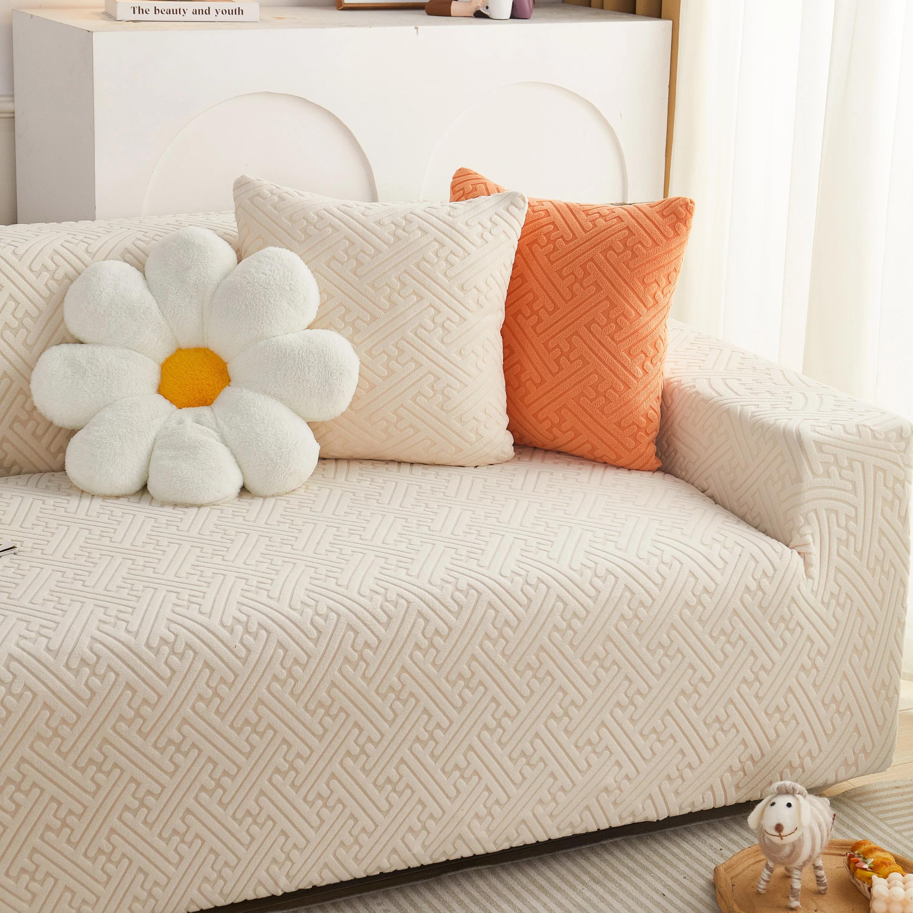 L Shape Sectional Sofa Cover Soft Stretch Furniture Protector Couch Slipcover with 1pcs Free Pillowcases - Image 73