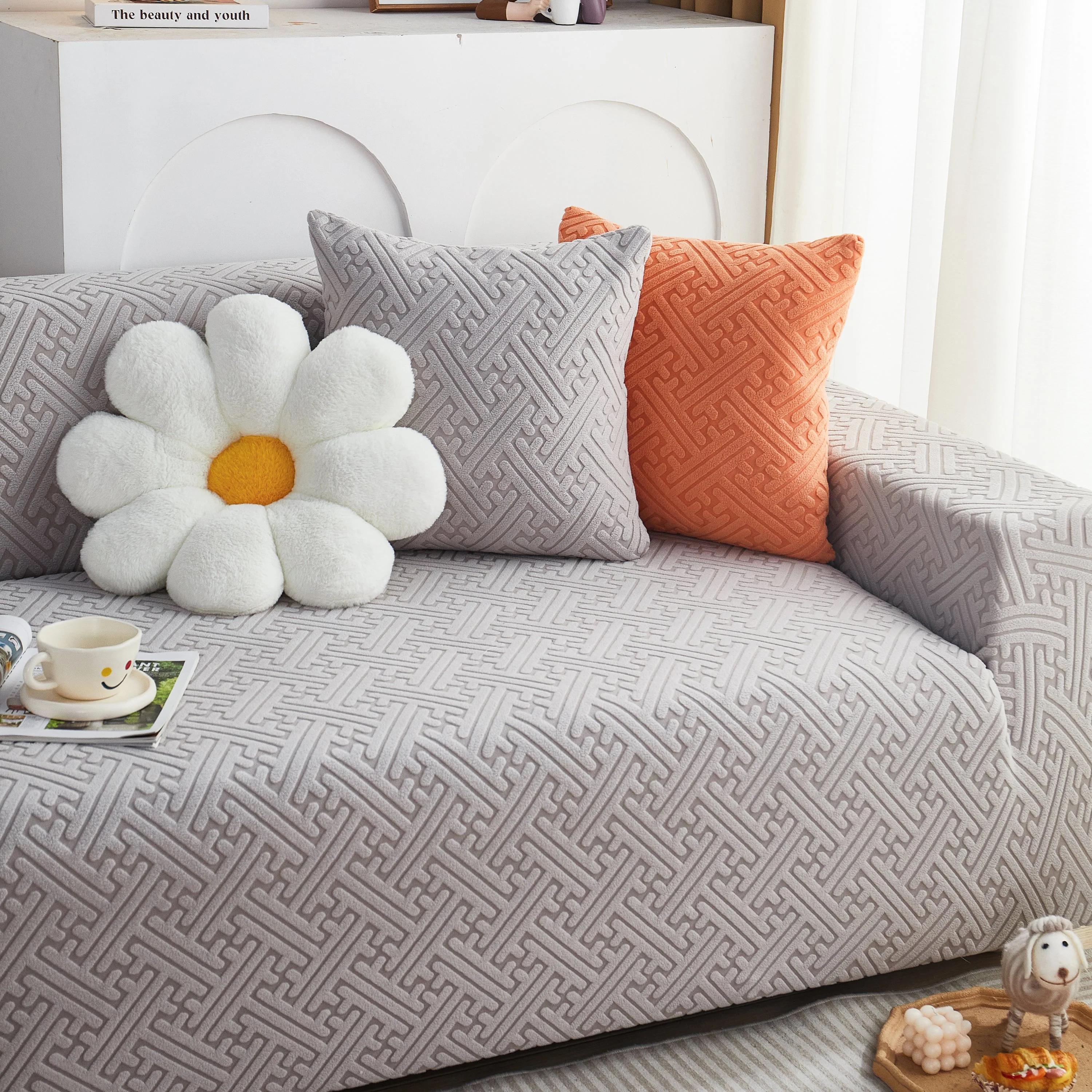 L Shape Sectional Sofa Cover Soft Stretch Furniture Protector Couch Slipcover with 1pcs Free Pillowcases - Image 8