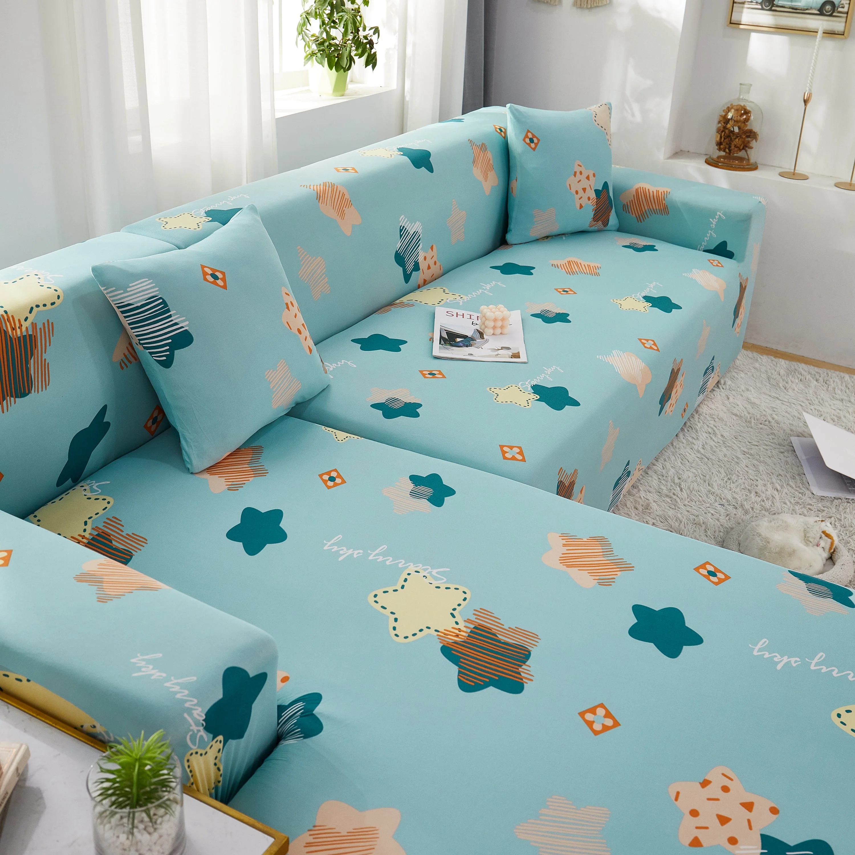 L Shape Sofa Cover with Elastic Bottom, Stretch Slipcover for Sectional Couch, Protects Furniture from Pets and Kids, Fits 1/2/3/4/5 Seater - Image 10