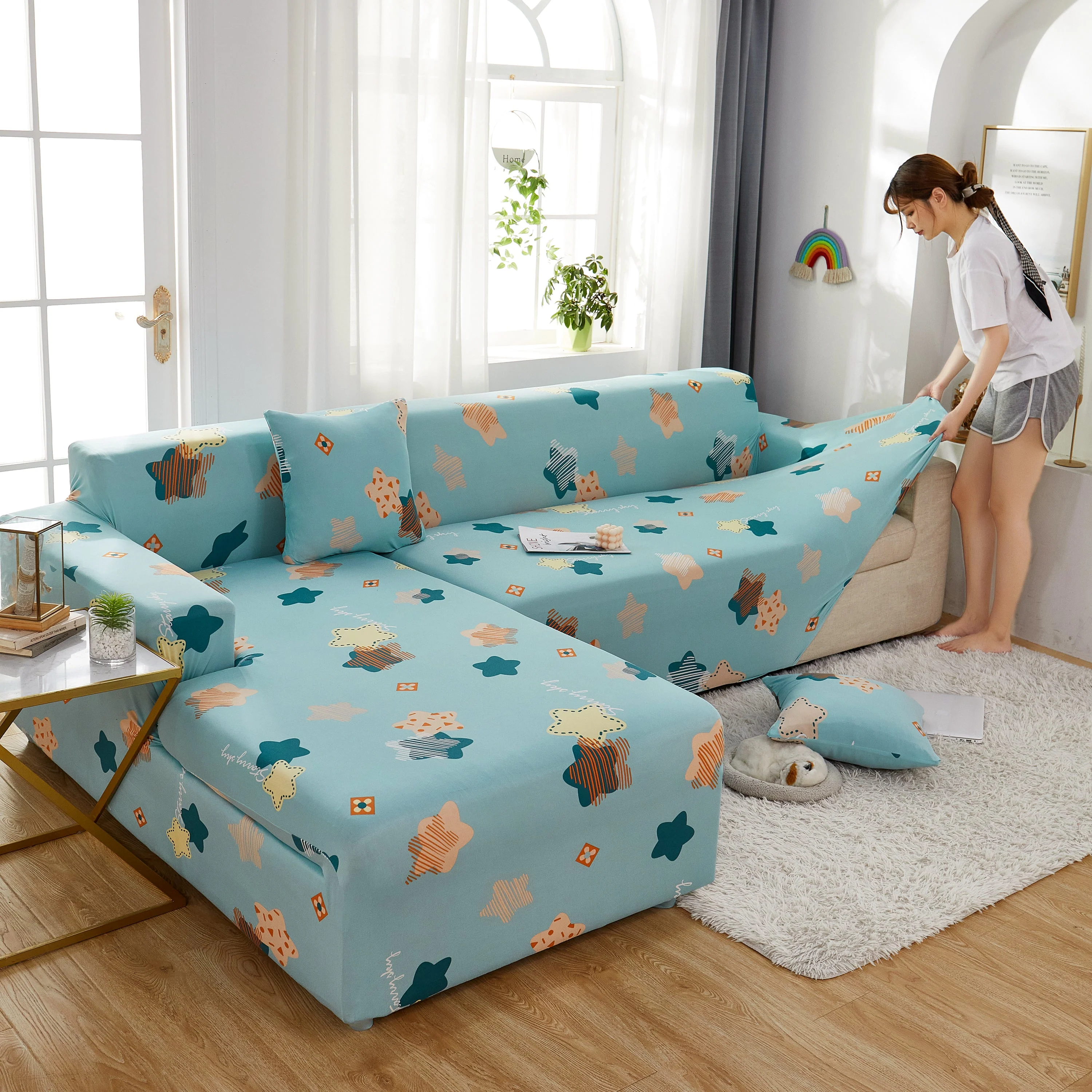 L Shape Sofa Cover with Elastic Bottom, Stretch Slipcover for Sectional Couch, Protects Furniture from Pets and Kids, Fits 1/2/3/4/5 Seater - Image 12