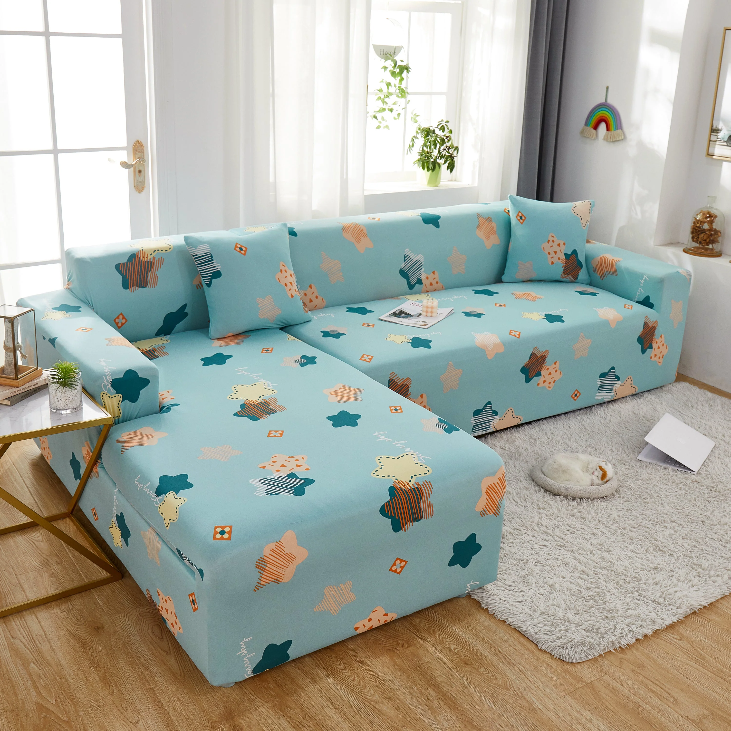 L Shape Sofa Cover with Elastic Bottom, Stretch Slipcover for Sectional Couch, Protects Furniture from Pets and Kids, Fits 1/2/3/4/5 Seater - Image 2