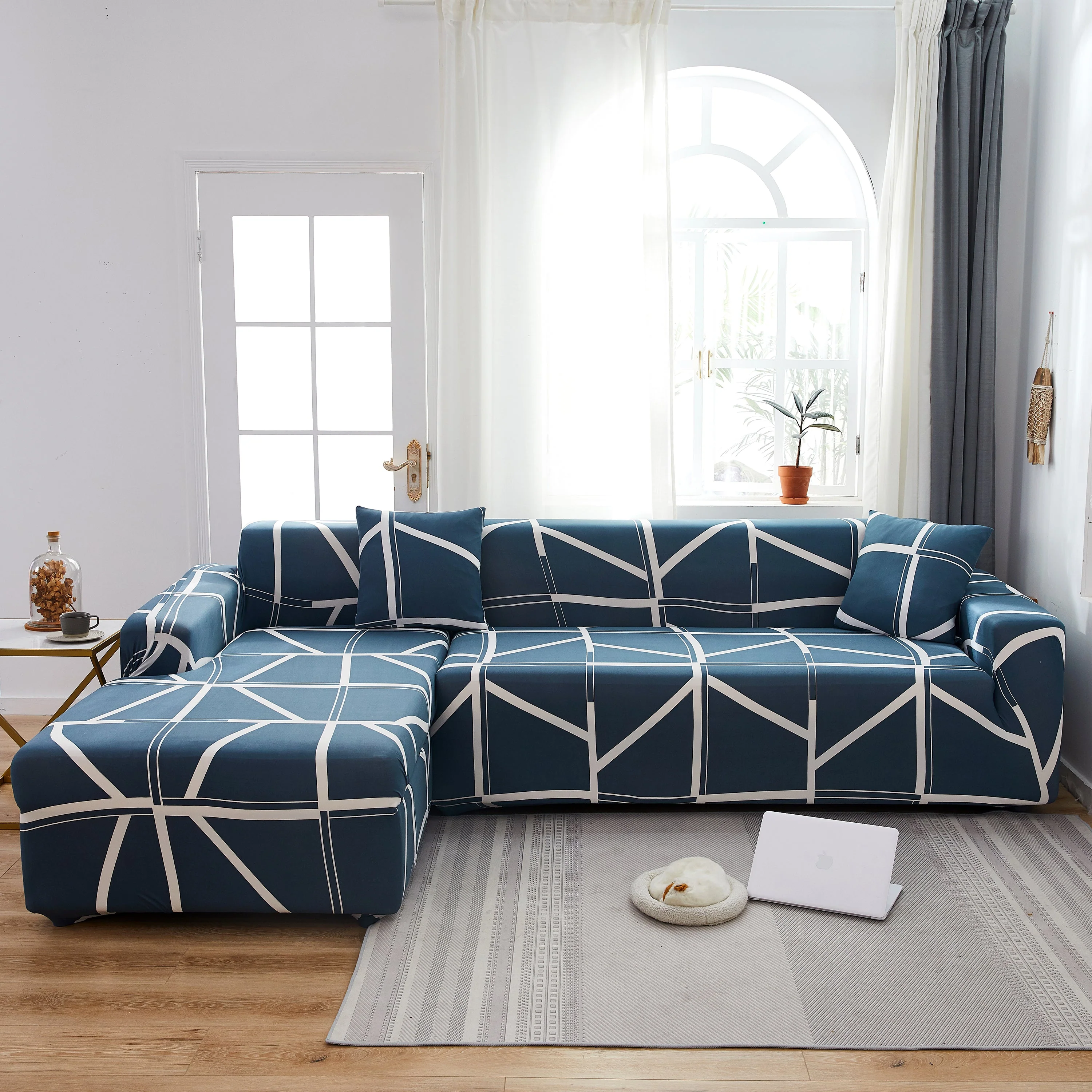 L Shape Stretch Slipcover with Elastic Bottom - Washable, Durable Furniture Protector for Sectional Sofa, Ideal for Pets, Kids & Families - Image 2
