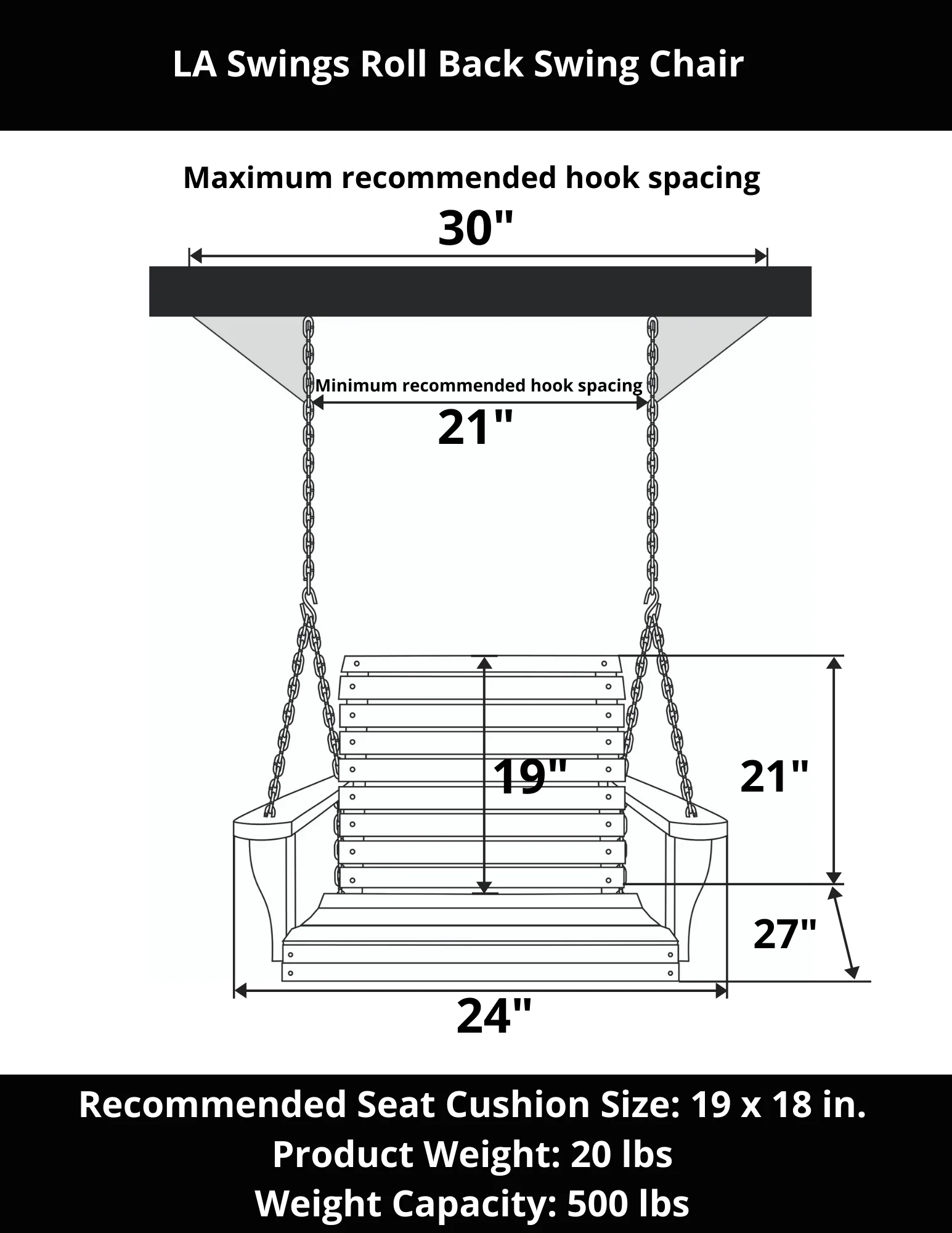 LA Swings Roll Back Swing Chair - Image 3