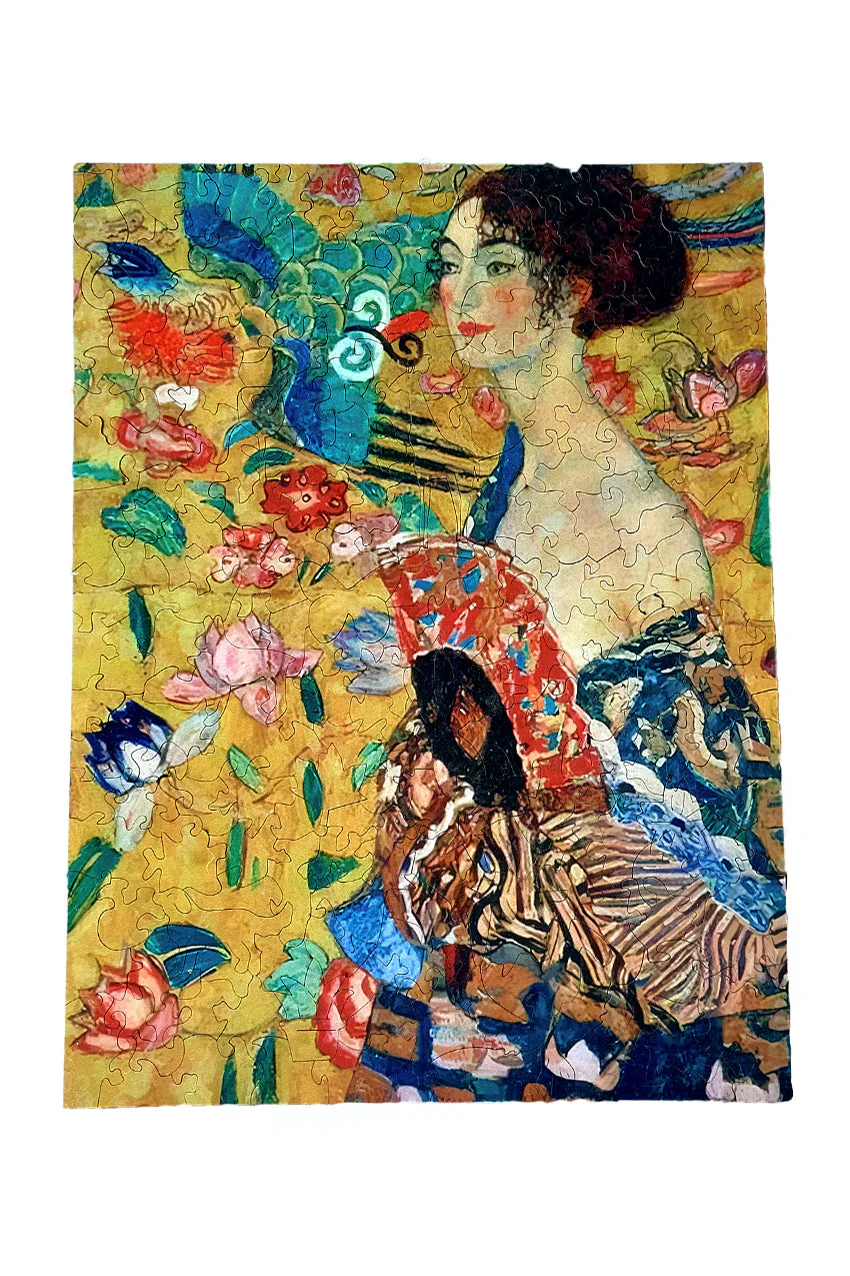 Lady with a Fan after Gustav Klimt - Jigsaw Wooden Puzzle by Wizardi F07N9-10 - Image 4
