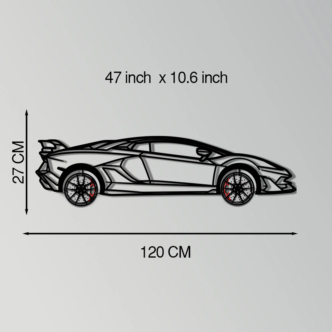 Lamborghini Aventador Metal Car Wall Art with Rotating Wheels - Italian V12 Hypercar Silhouette - Interactive Automotive Wall Decor - KAFMEKA145 - Image 11
