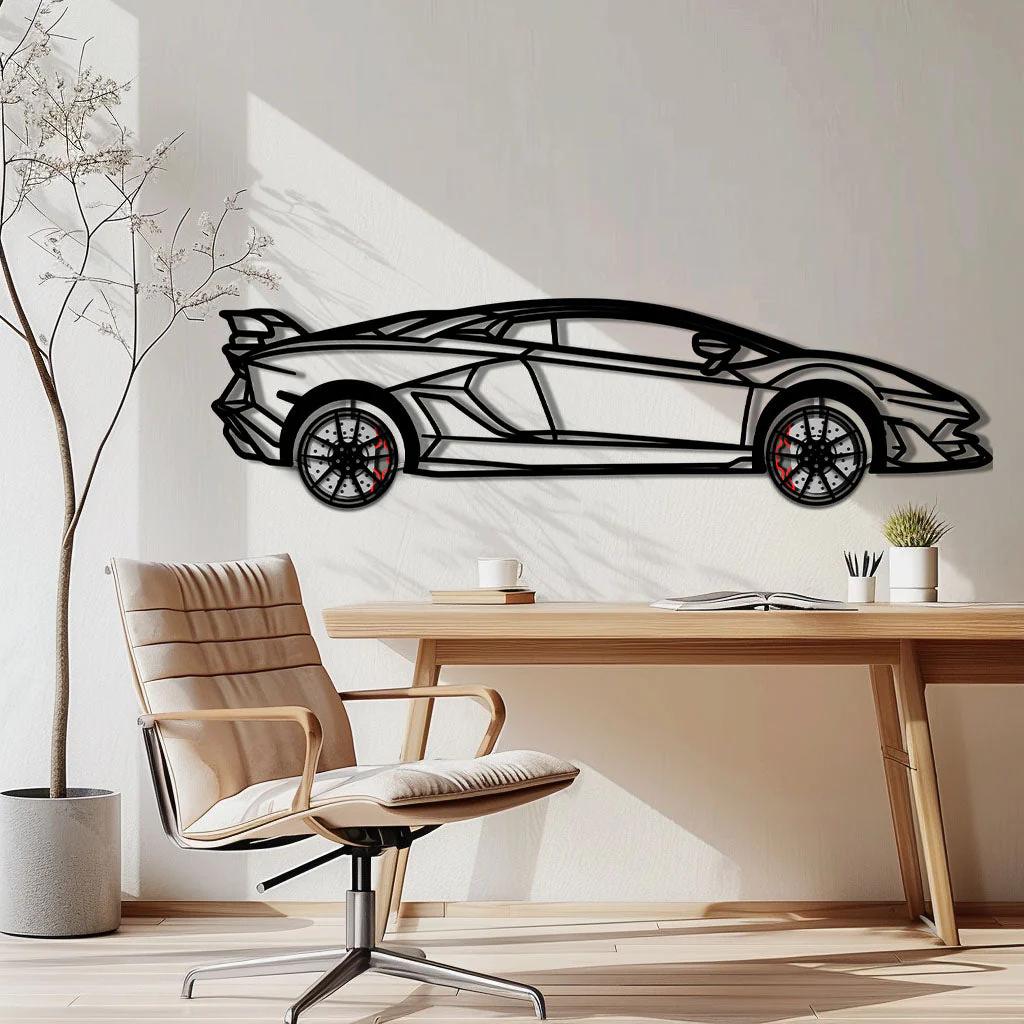 Lamborghini Aventador Metal Car Wall Art with Rotating Wheels - Italian V12 Hypercar Silhouette - Interactive Automotive Wall Decor - KAFMEKA145 - Image 2