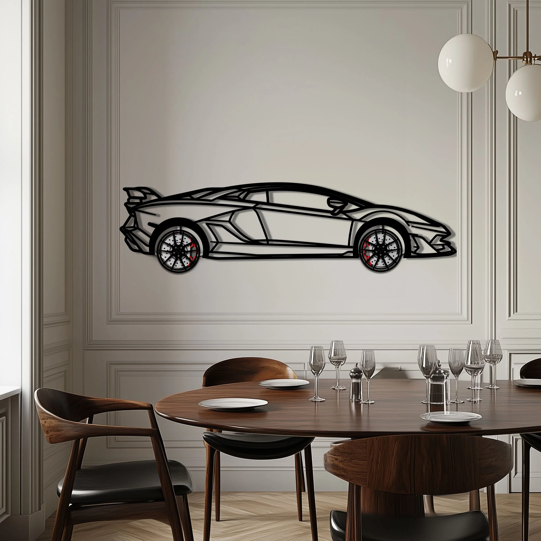 Lamborghini Aventador Metal Car Wall Art with Rotating Wheels - Italian V12 Hypercar Silhouette - Interactive Automotive Wall Decor - KAFMEKA145 - Image 3