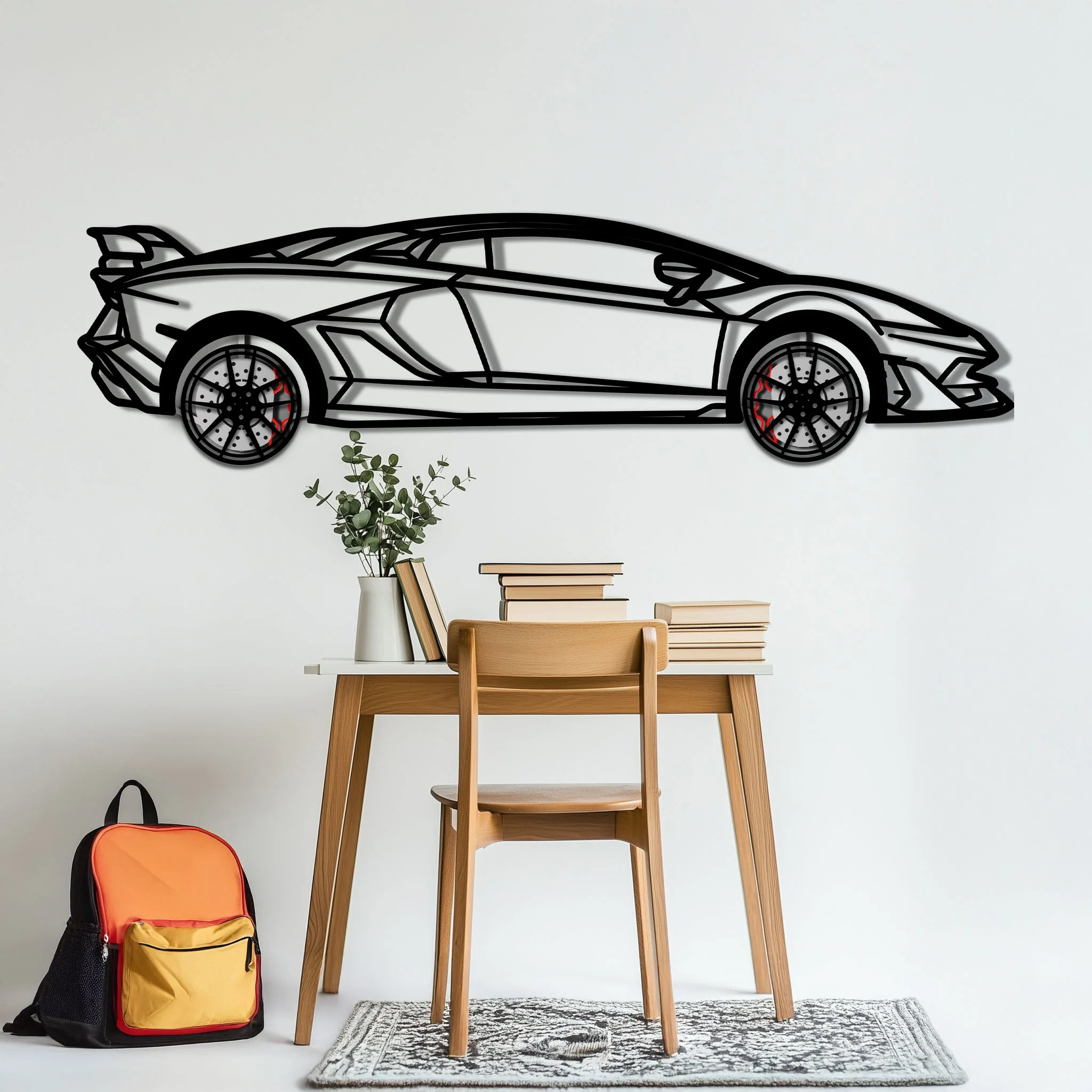 Lamborghini Aventador Metal Car Wall Art with Rotating Wheels - Italian V12 Hypercar Silhouette - Interactive Automotive Wall Decor - KAFMEKA145 - Image 5