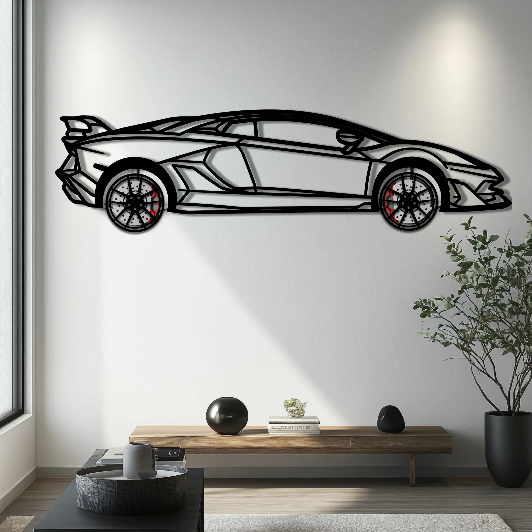 Lamborghini Aventador Metal Car Wall Art with Rotating Wheels - Italian V12 Hypercar Silhouette - Interactive Automotive Wall Decor - KAFMEKA145 - Image 6