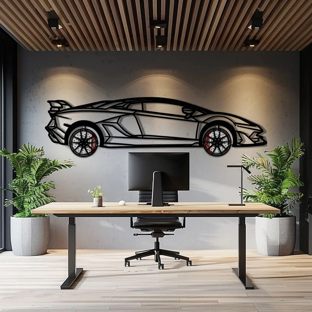 Lamborghini Aventador Metal Car Wall Art with Rotating Wheels - Italian V12 Hypercar Silhouette - Interactive Automotive Wall Decor - KAFMEKA145 - Image 9