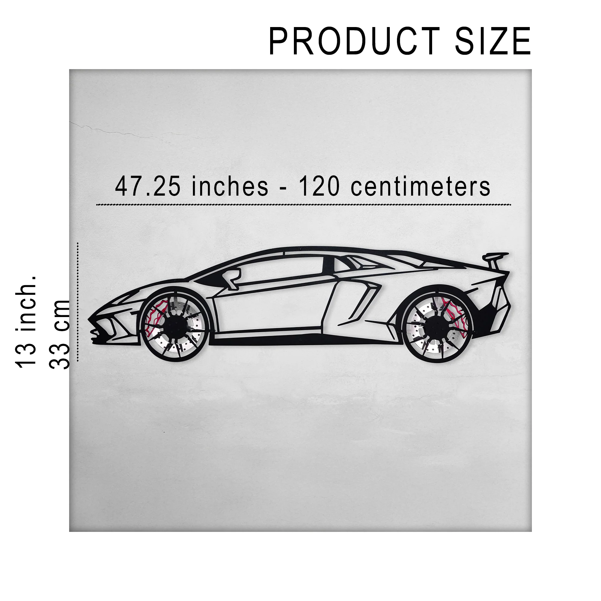 Lamborghini Wall Art – Exotic Supercar Steel Silhouette with Spinning Wheels-KAFMEKA030 - Image 11