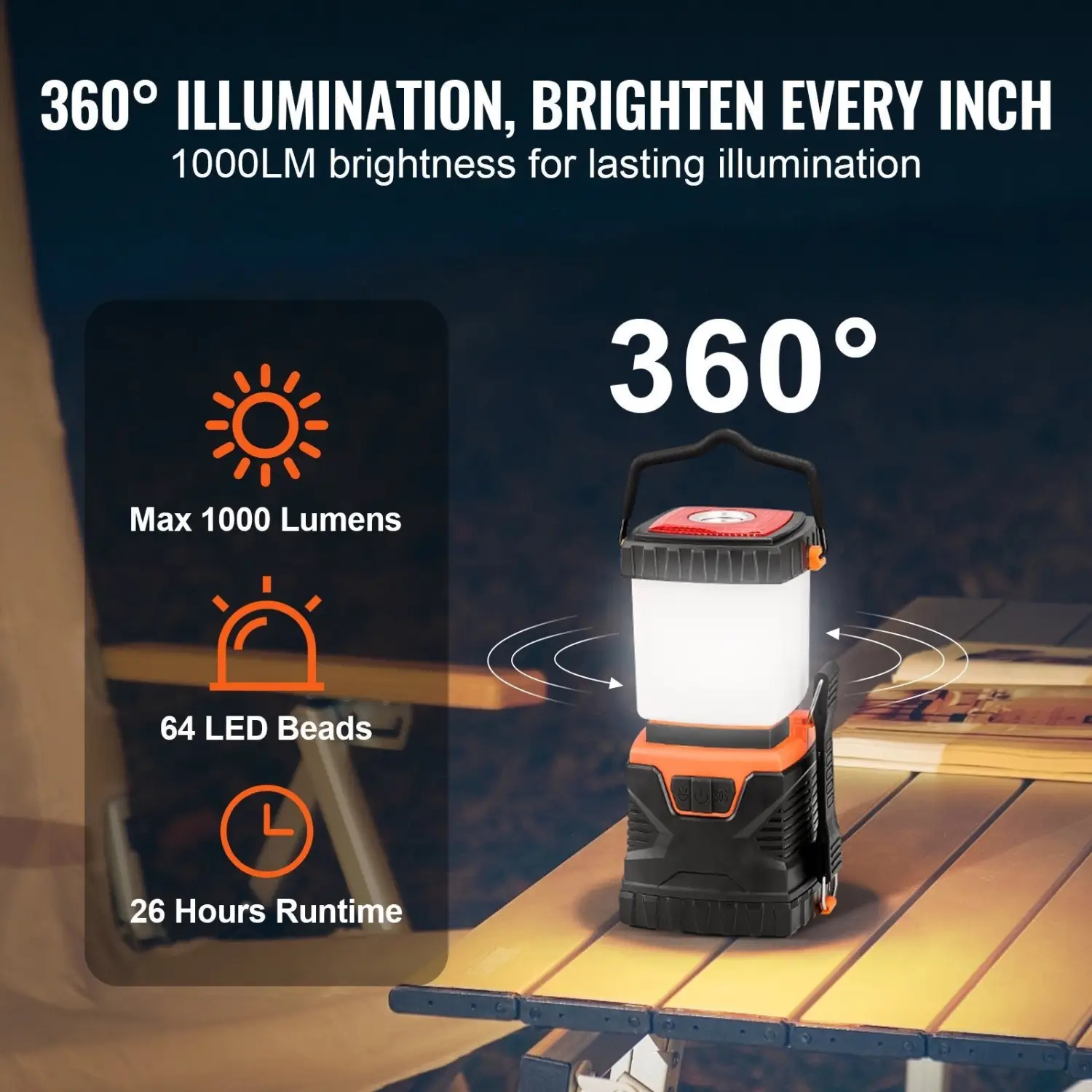 Lantern Light 1000 Lumen LED Rechargeable with Power Bank 4400mAh - Image 4