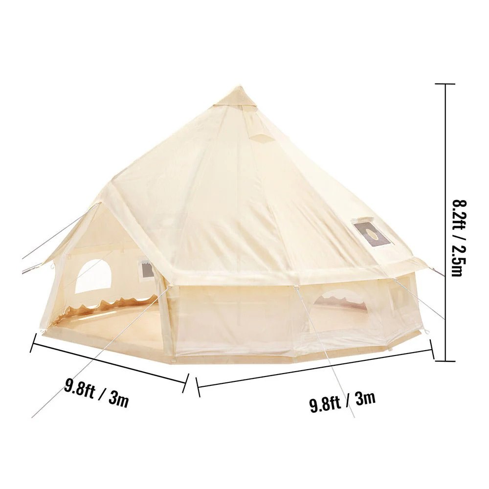 Large 10FT Outdoor Luxury Glamping Yurt Teepee Canvas Camping House W/ Stove Jack (SAK92615) - Image 11