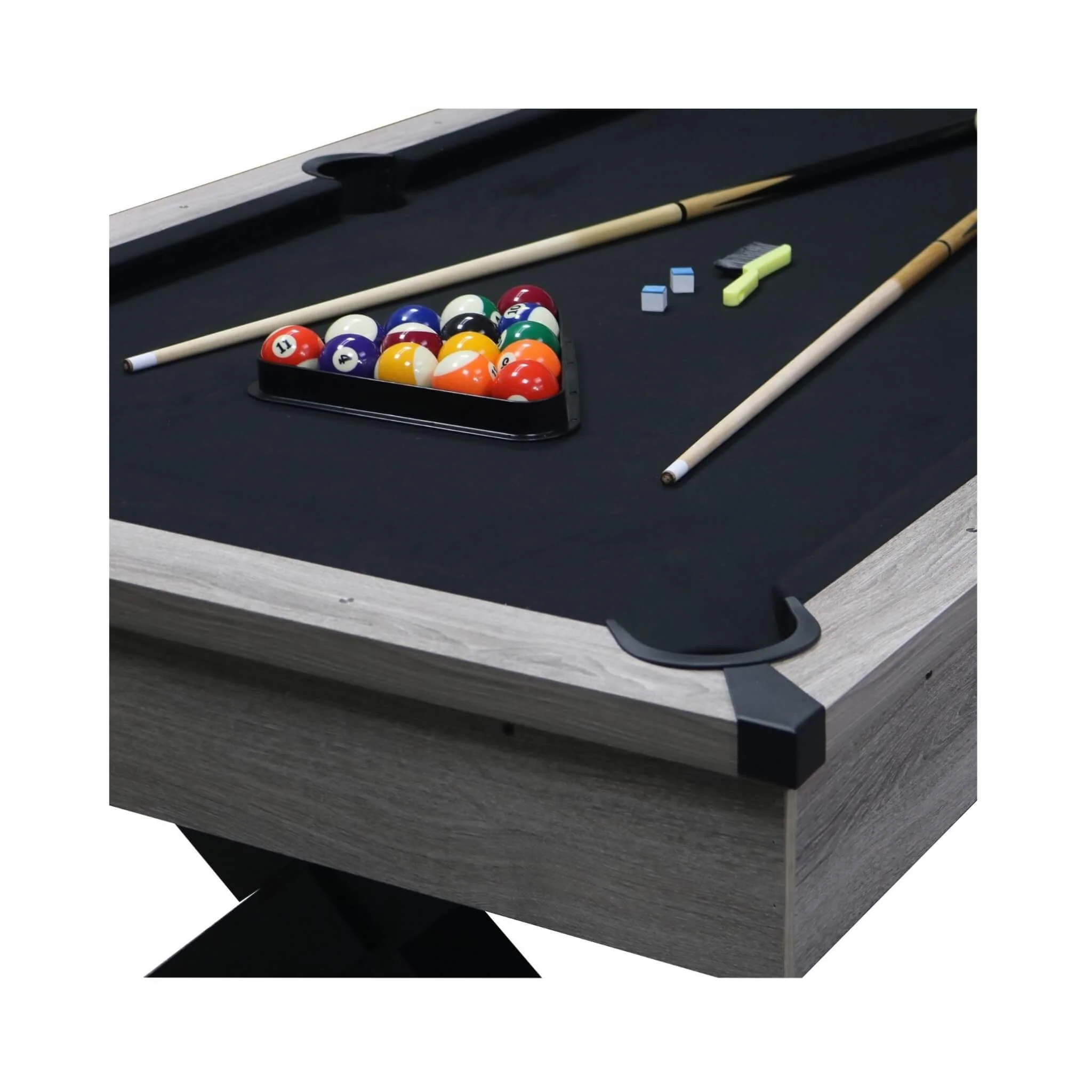 Large 84-Inch Rustic Gray Pool Table With Cues, Balls And X-Legs (SAK54361) - Image 10