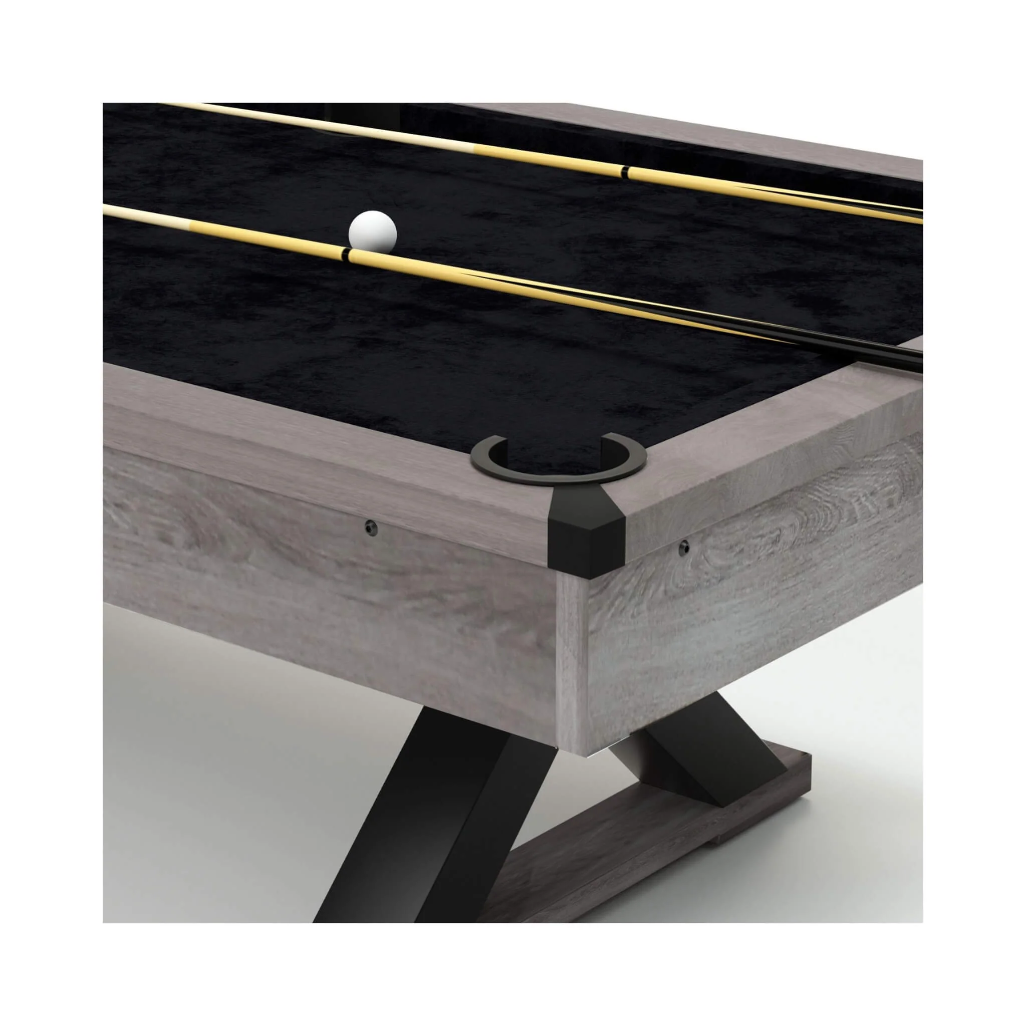 Large 84-Inch Rustic Gray Pool Table With Cues, Balls And X-Legs (SAK54361) - Image 12
