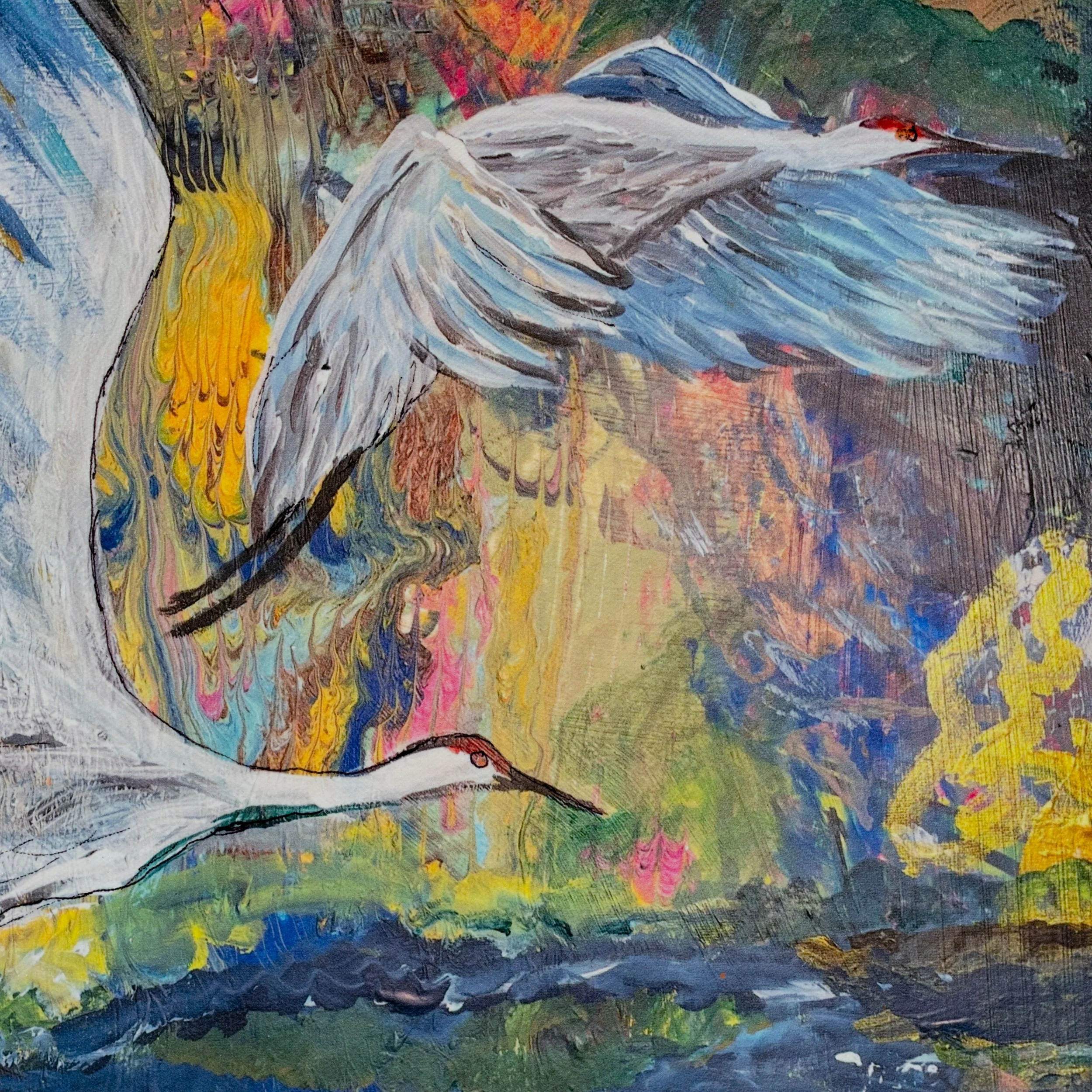 Large Canvas Crane Painting | 18" x 12" | Hand-Painted | Sheryll Hickman Art - Image 3