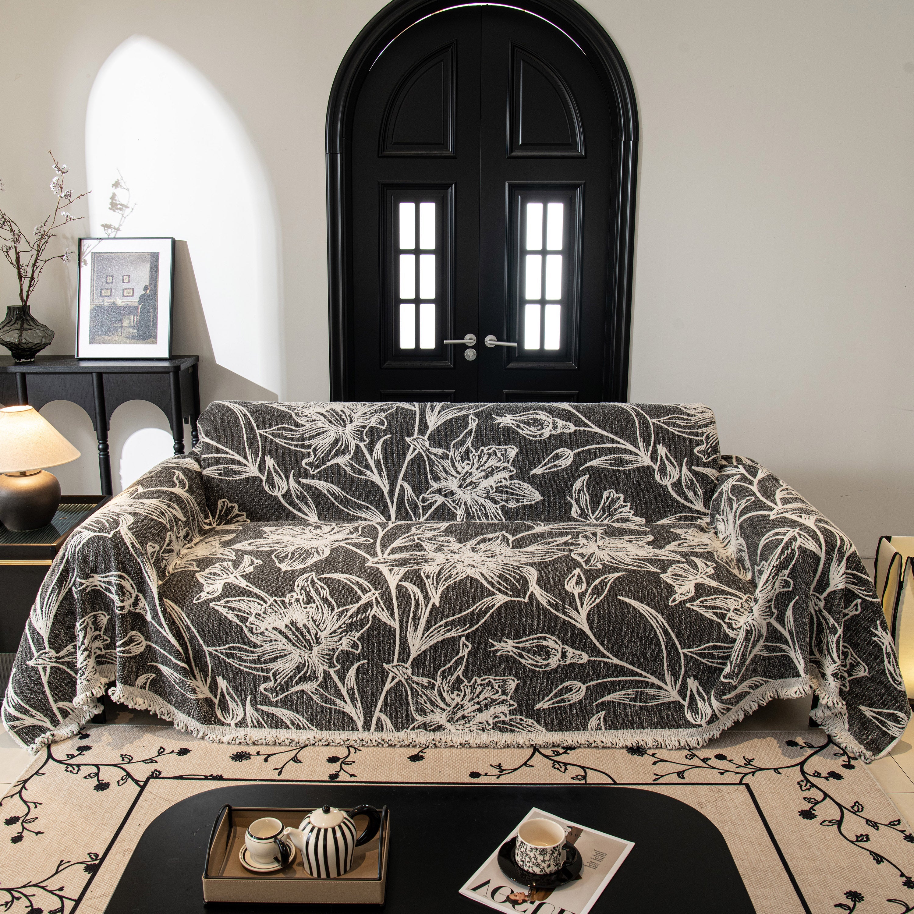 Large Floral Sofa Cover Throw Blanket, Plush Jacquard Non-Shedding Couch Cover for Pets - Image 56